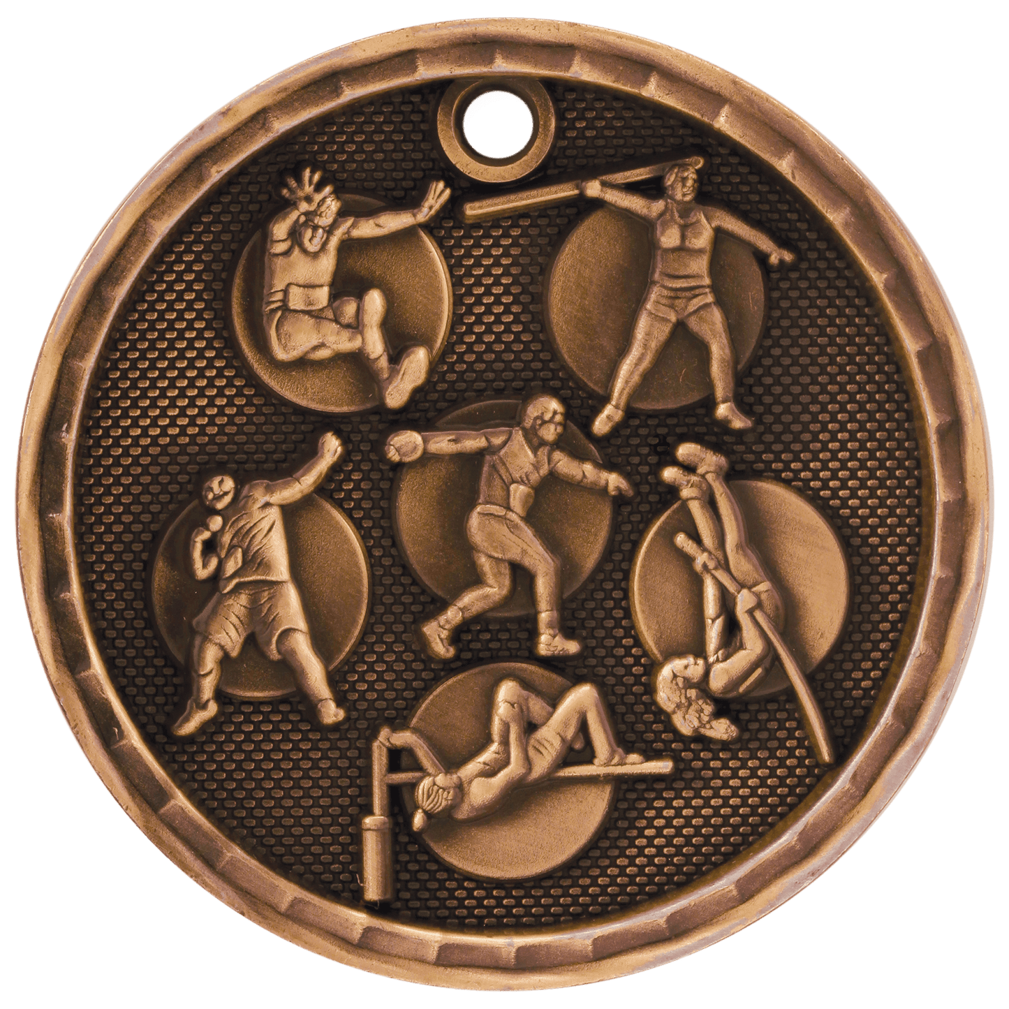 Antique Bronze 2" 3D Track and Field Medal