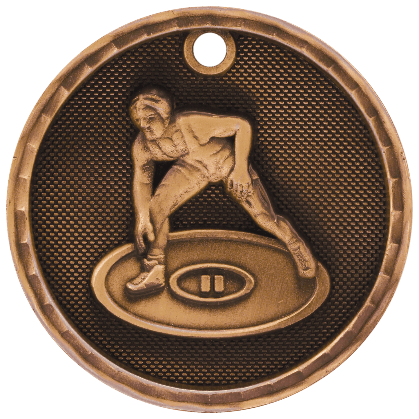 Antique Bronze 2" 3D Wrestling Medal
