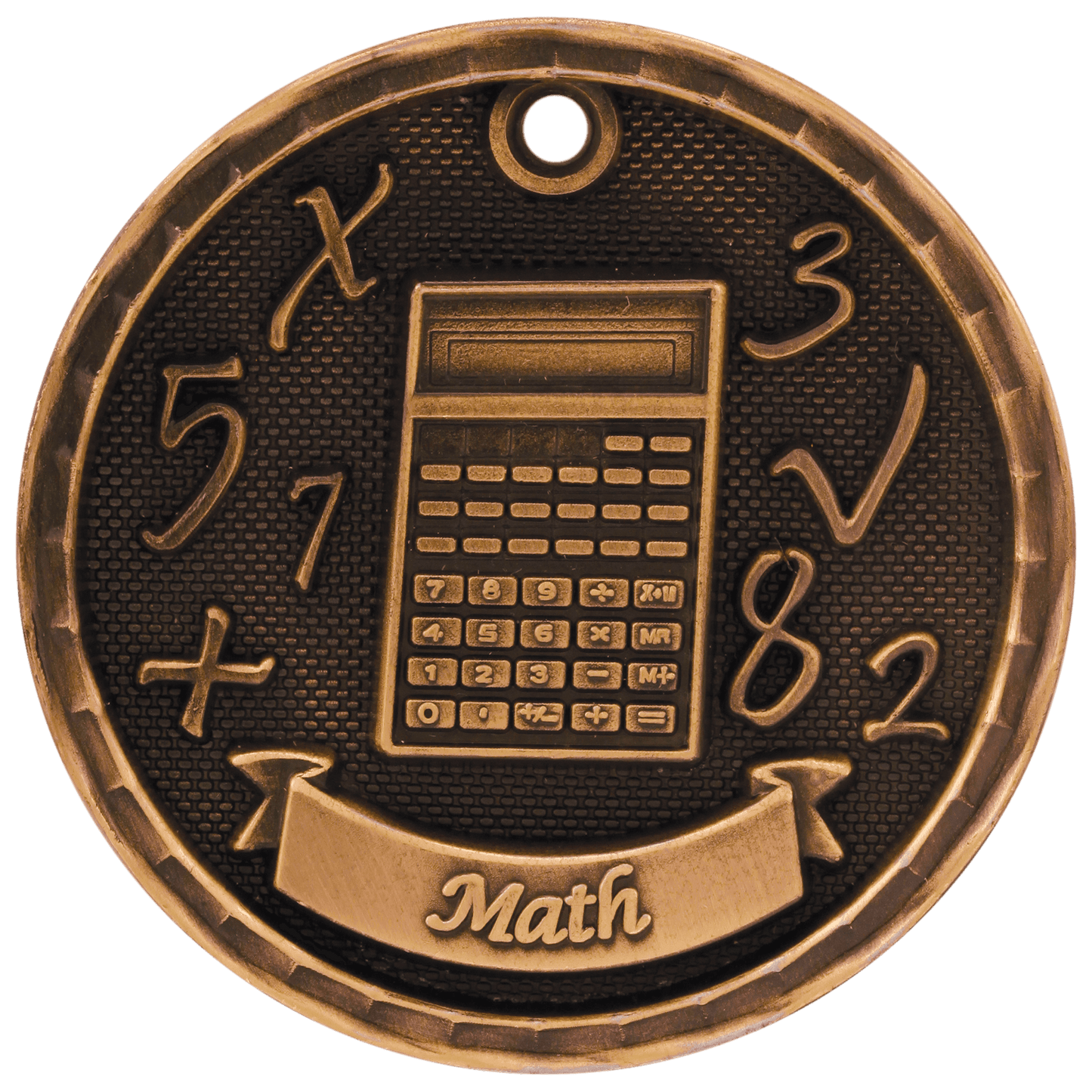 Antique Bronze 2" 3D Math Medal