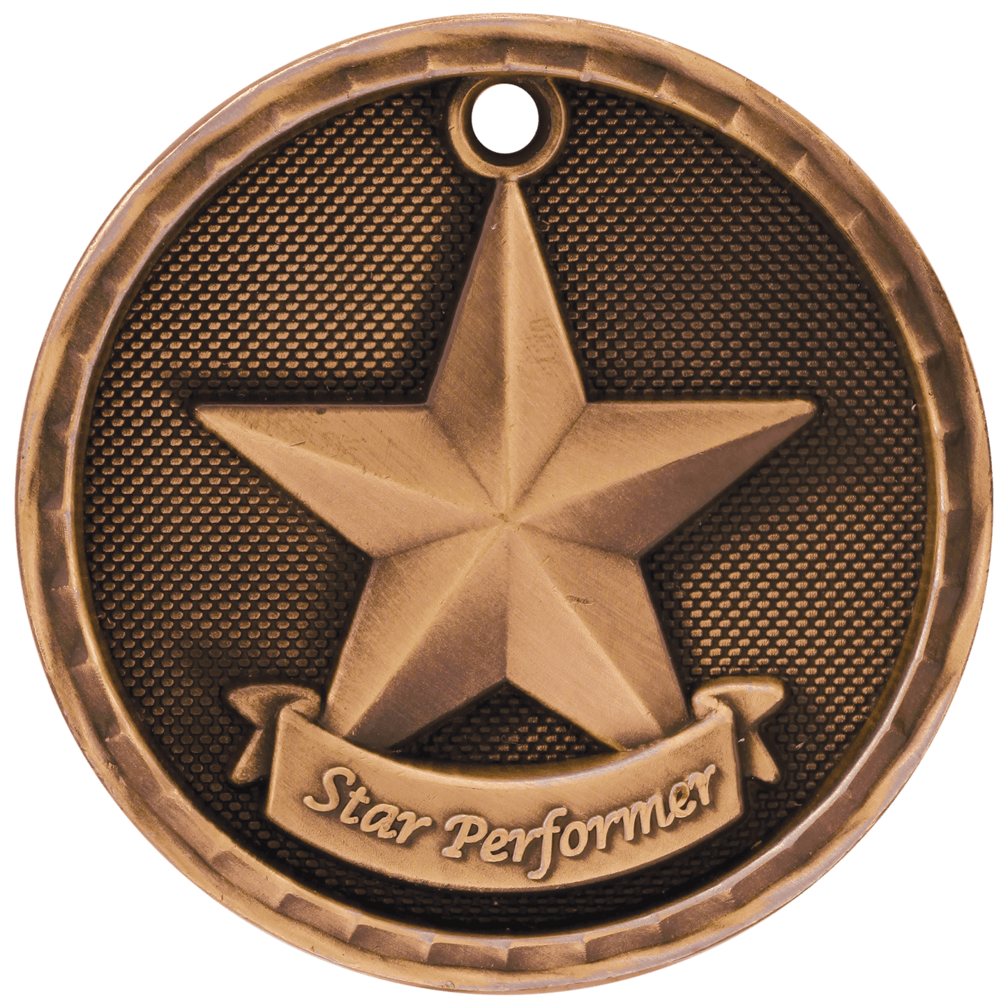 Antique Bronze 2" 3D Star Performer Medal