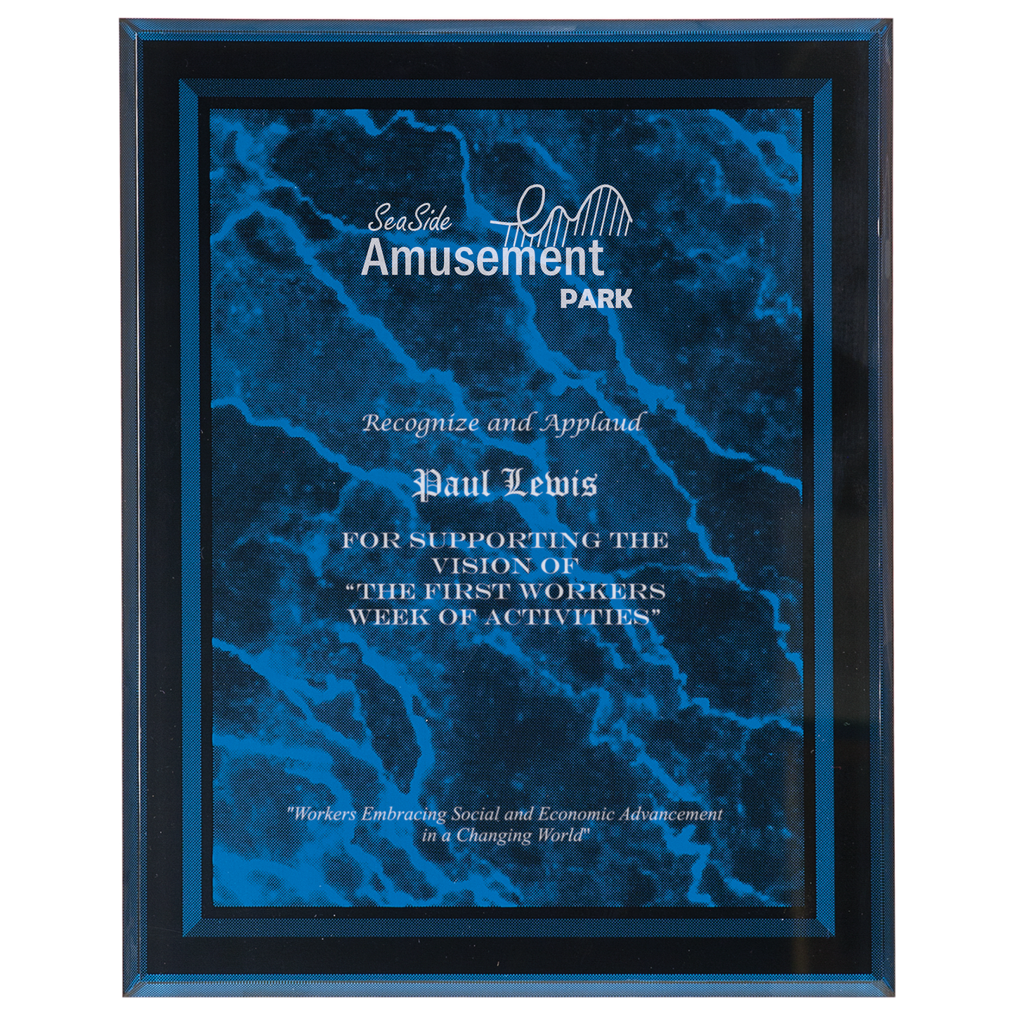 Blue 9" x 11" Marble Border -Plaq Acrylic