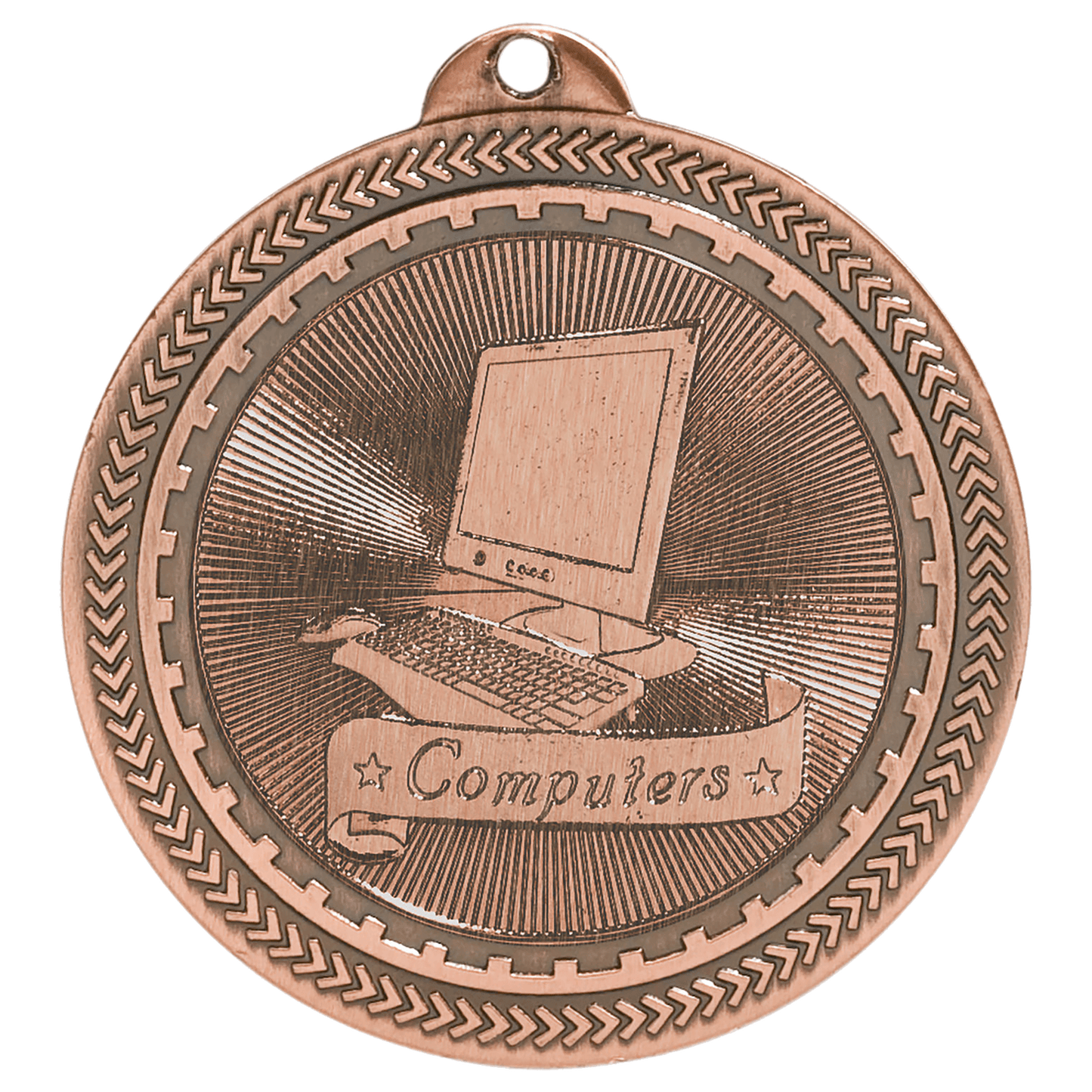 Antique Bronze 2" Computers Laserable BriteLazer Medal