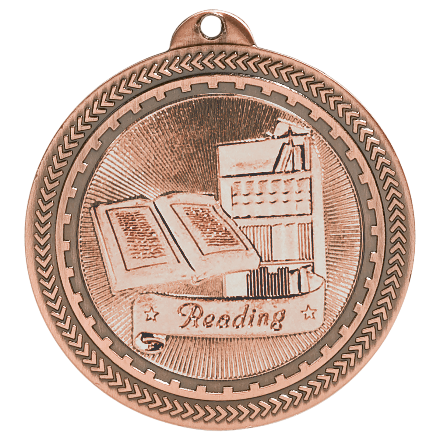 Antique Bronze 2" Reading Laserable BriteLazer Medal