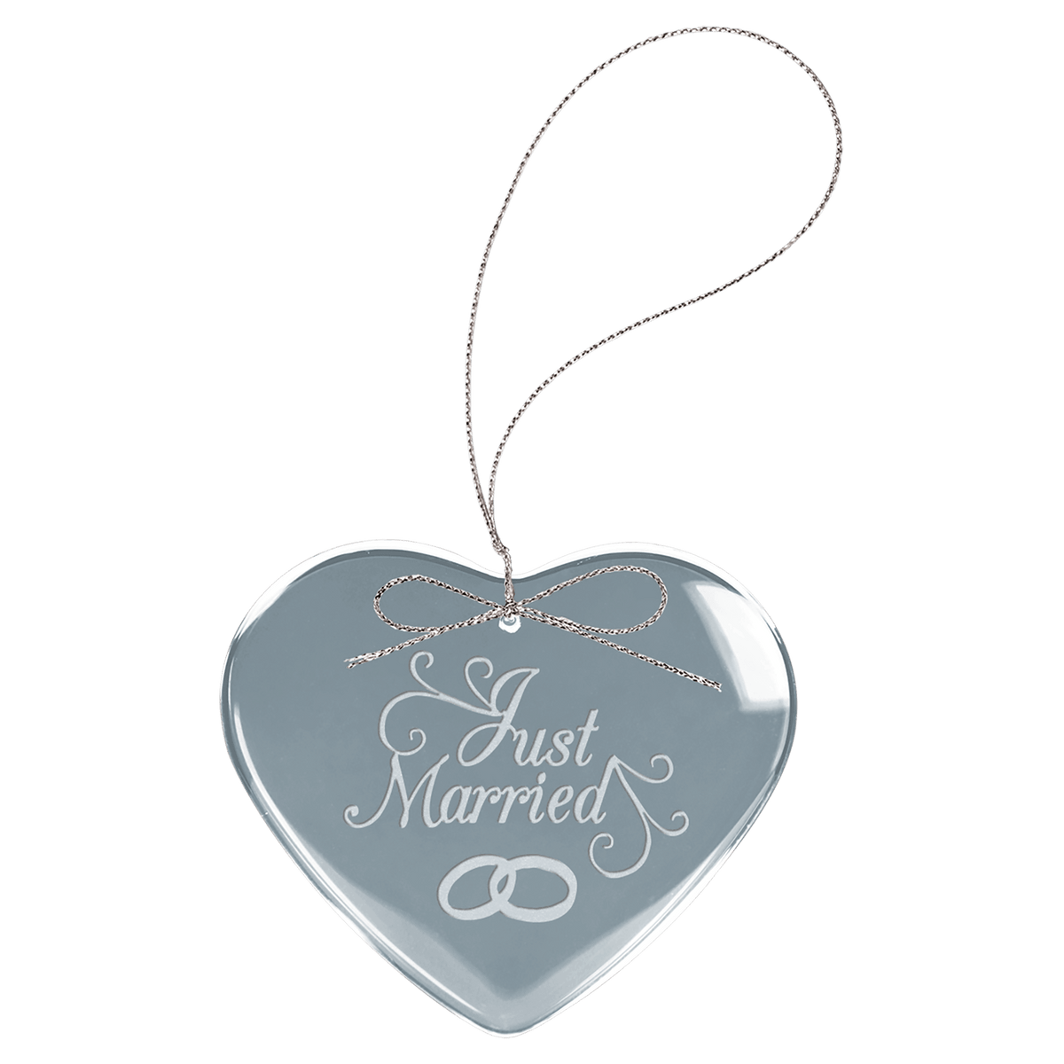 3" Clear Heart Glass Ornament with Silver String