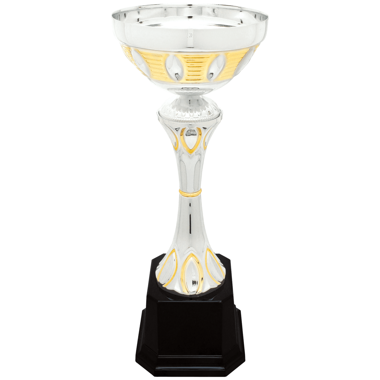 Silver/Gold 2 12" Completed Metal Cup Trophy on Plastic Base