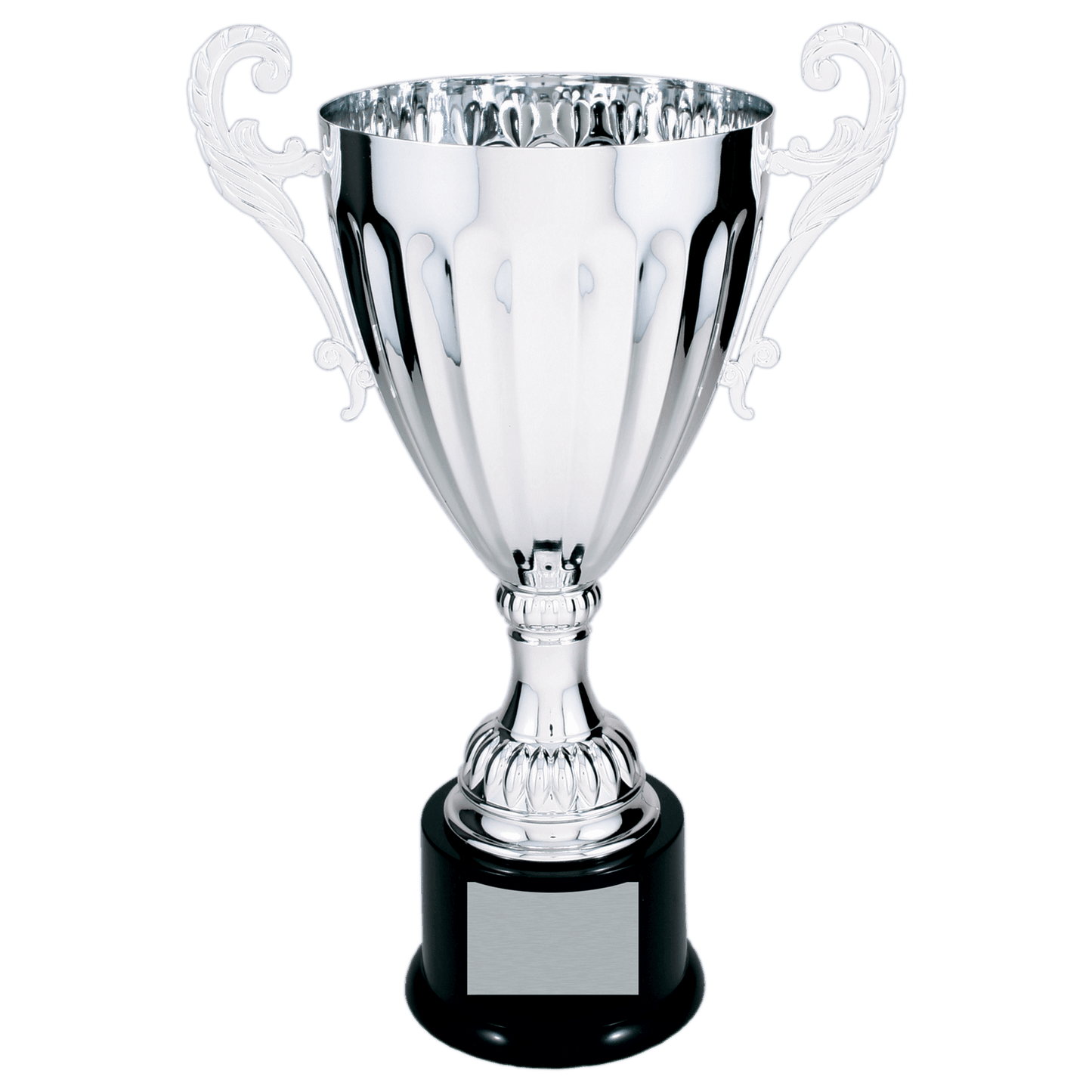 Silver 13 1/4" Completed Metal Cup Trophy on Plastic Base