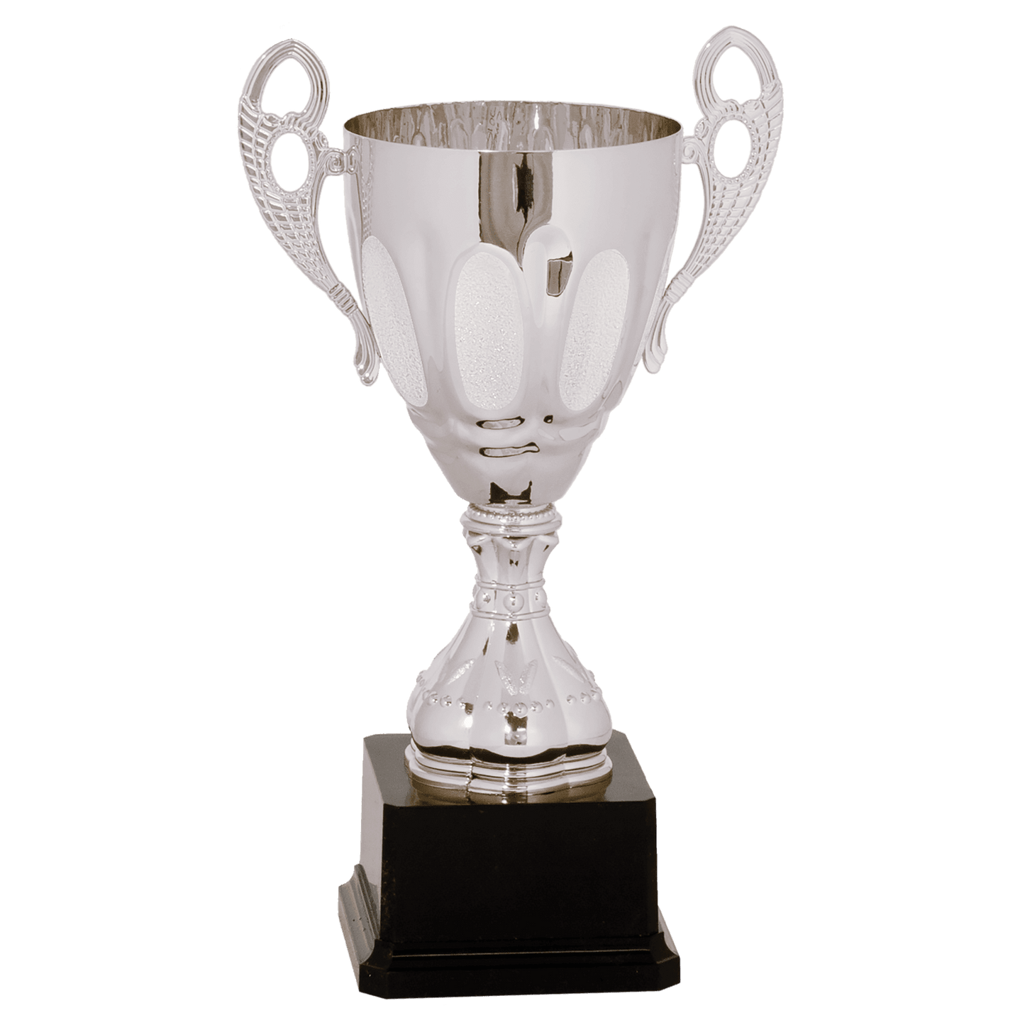 Silver 11" Completed Metal Cup Trophy on Plastic Base