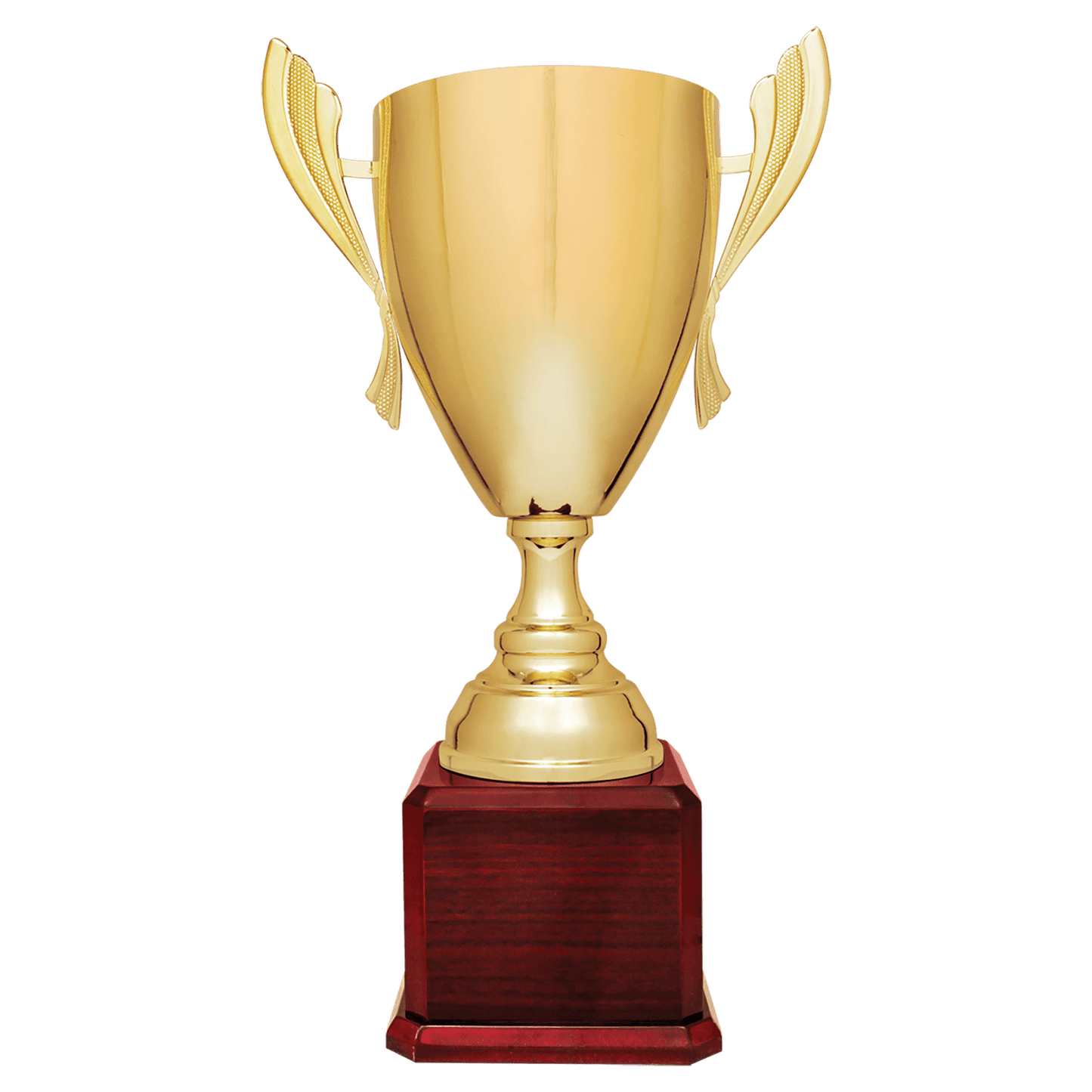 Gold Completed Metal Cup Trophy on Rosewood Royal 2 22" Piano Finish Base