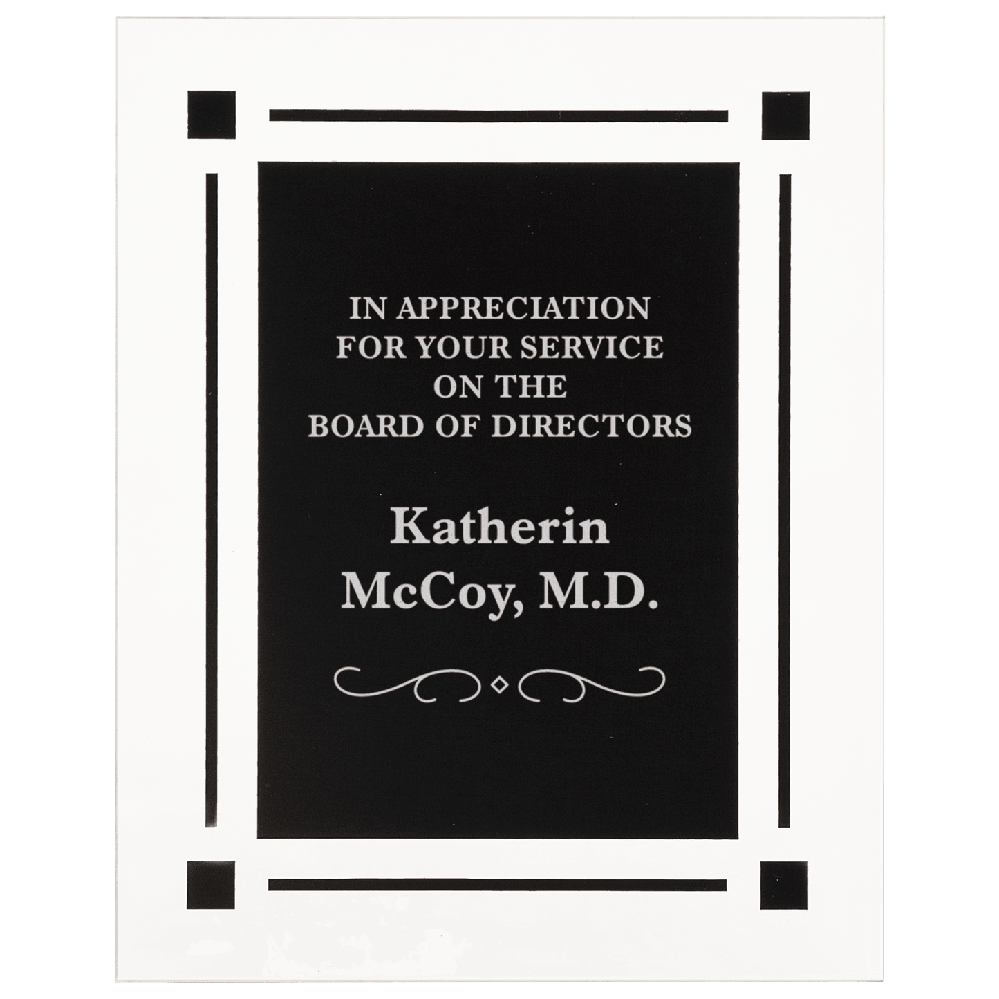 9" x 11" Solid Black Acrylic Clear Plaq