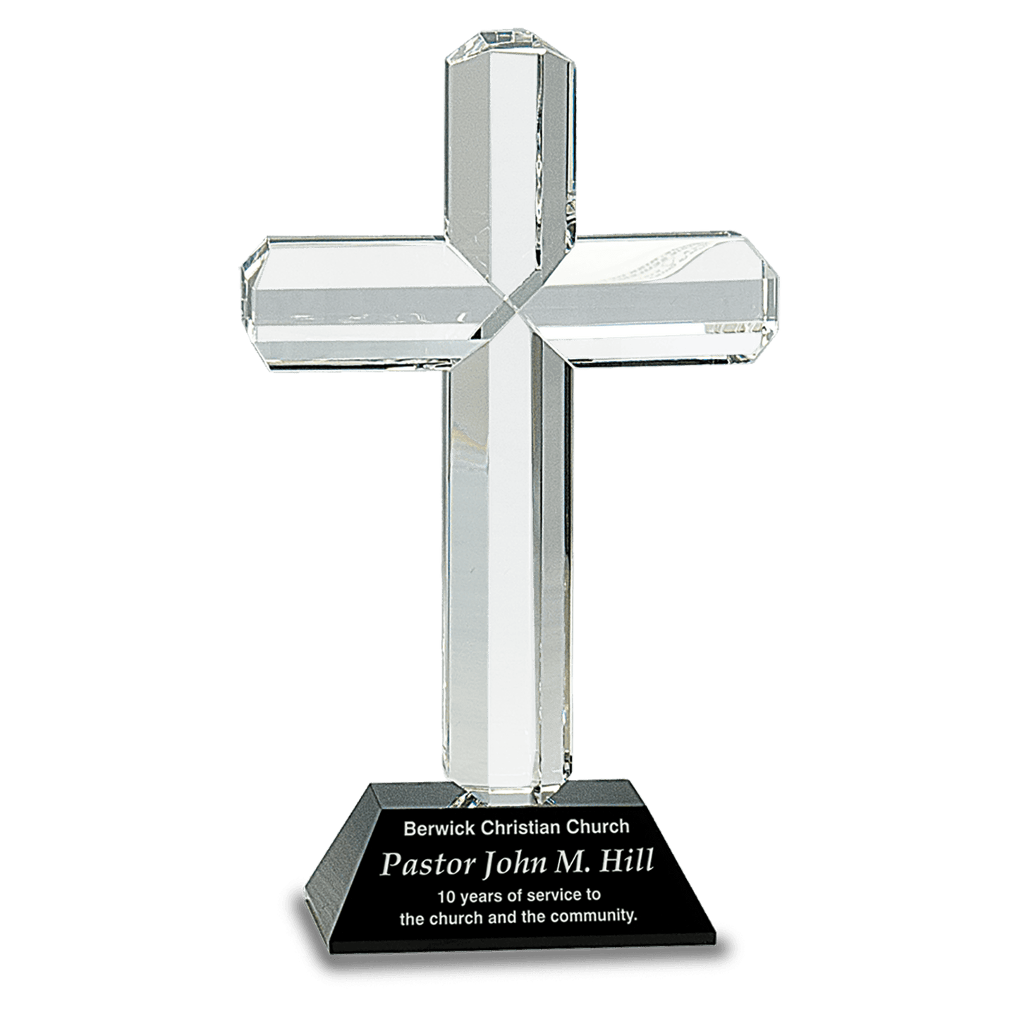 Black 8 1/2" Crystal Cross on Pedestal Base
