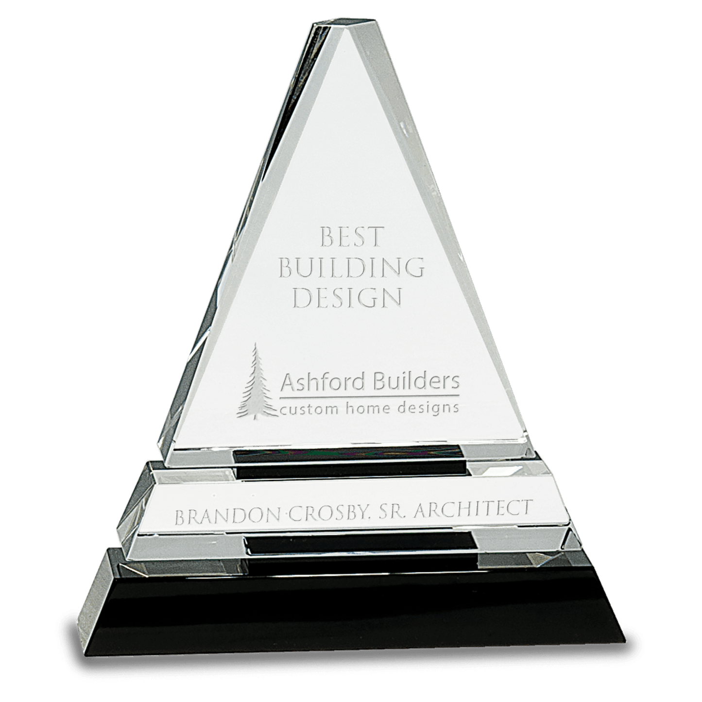 6 1/2" Clear Crystal Triangle on Black Crystal Pedestal Base