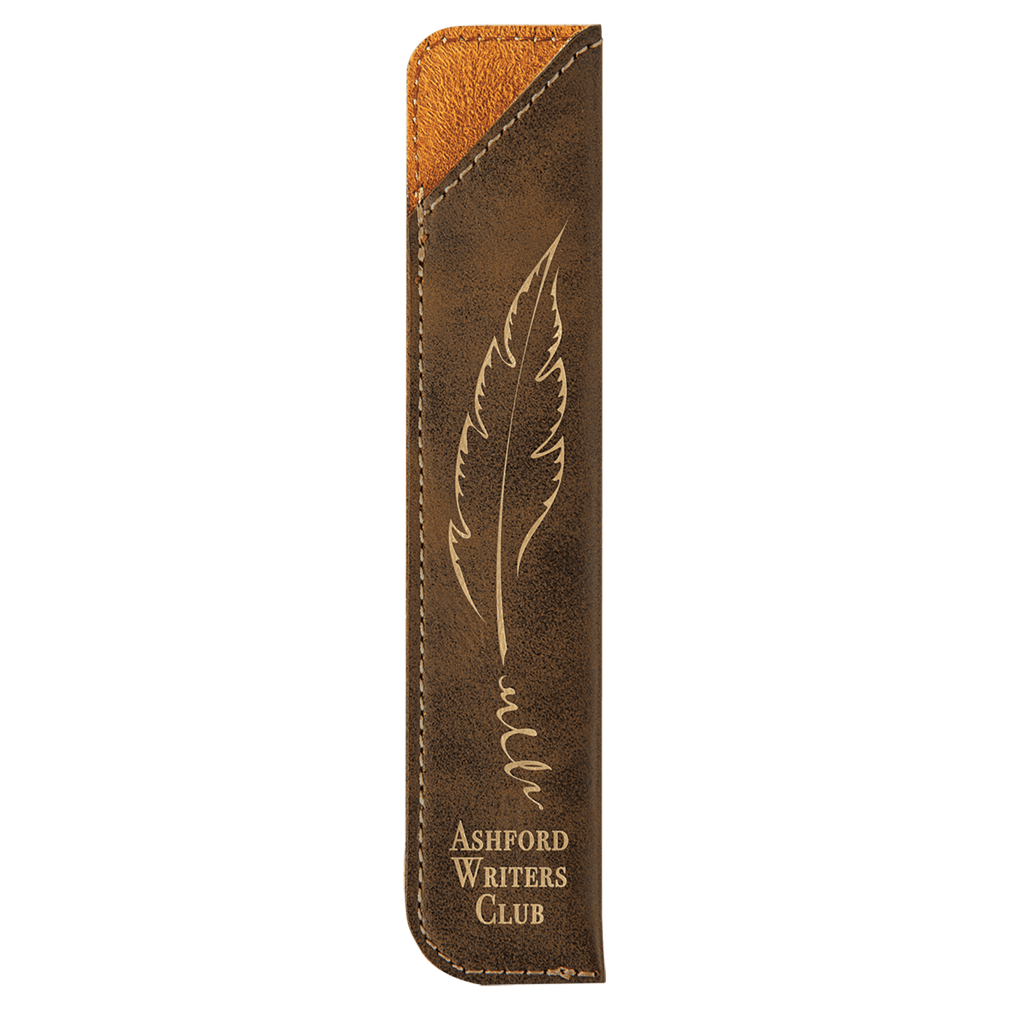 6 1/4" Rustic/Gold Laserable Leatherette Pen Sleeve