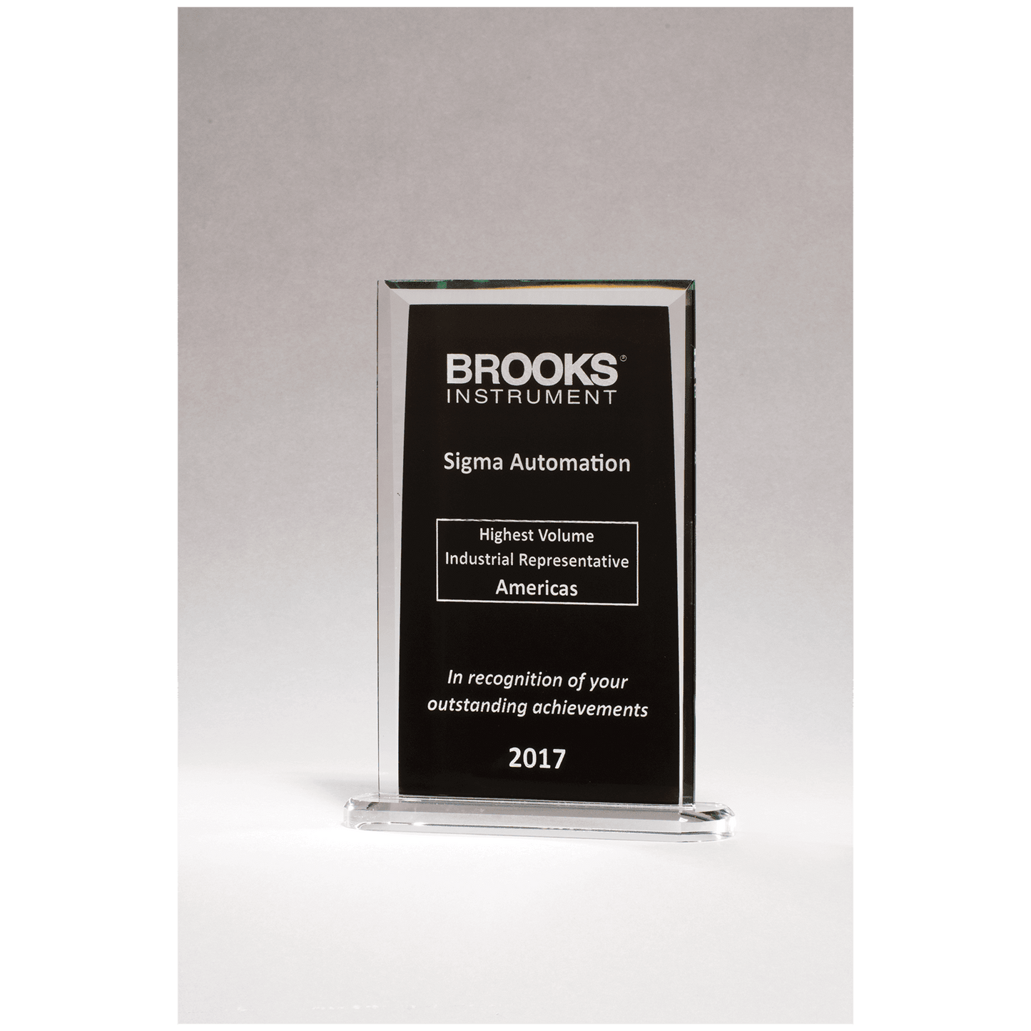 6 1/2" x 9 1/4" Rectangular Glass Award with Black Silkscreened Center