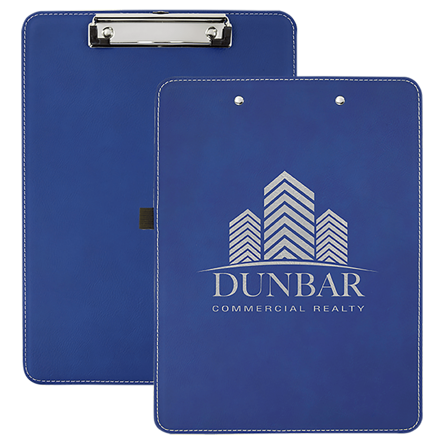 Blue/Silver 9" x 12 1/2" Laserable Leatherette Clipboard