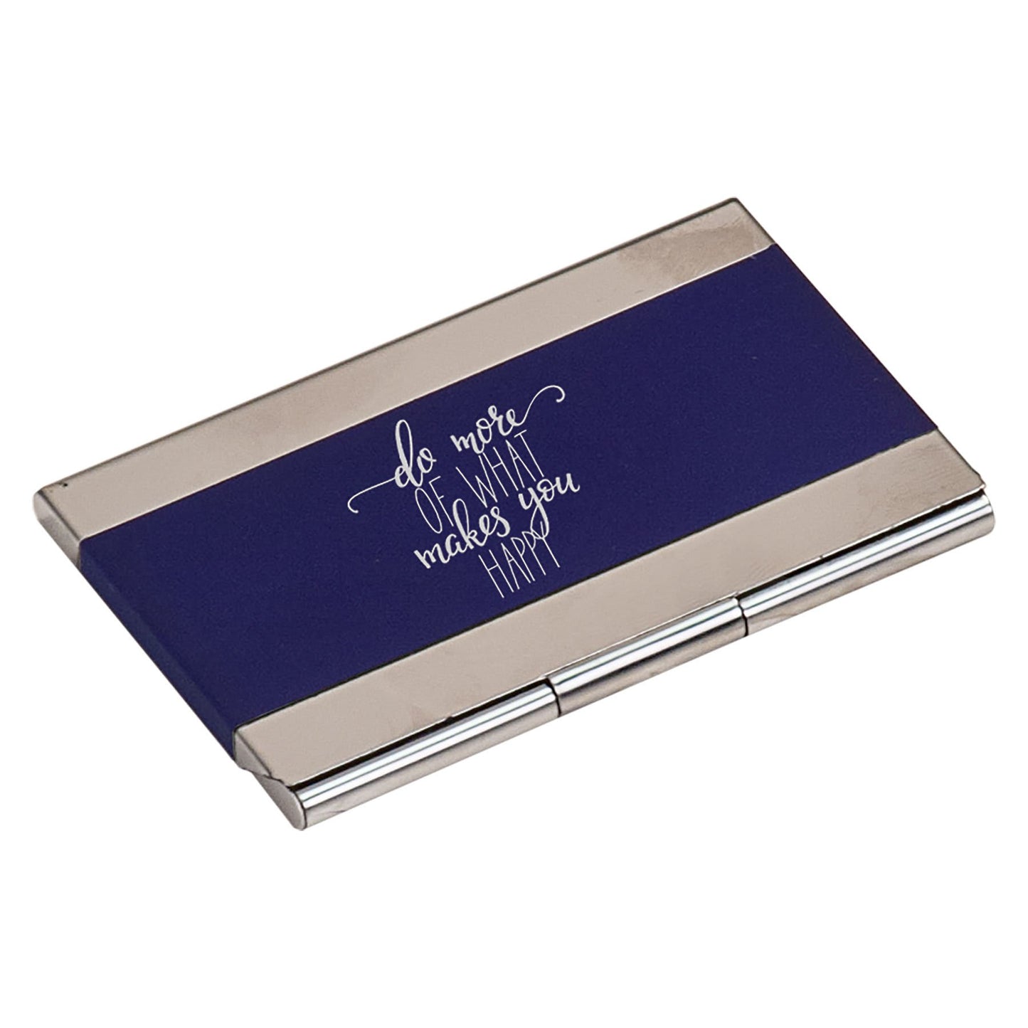 Blue 3 3/4" x 2 1/2" Laserable Business Card Holder