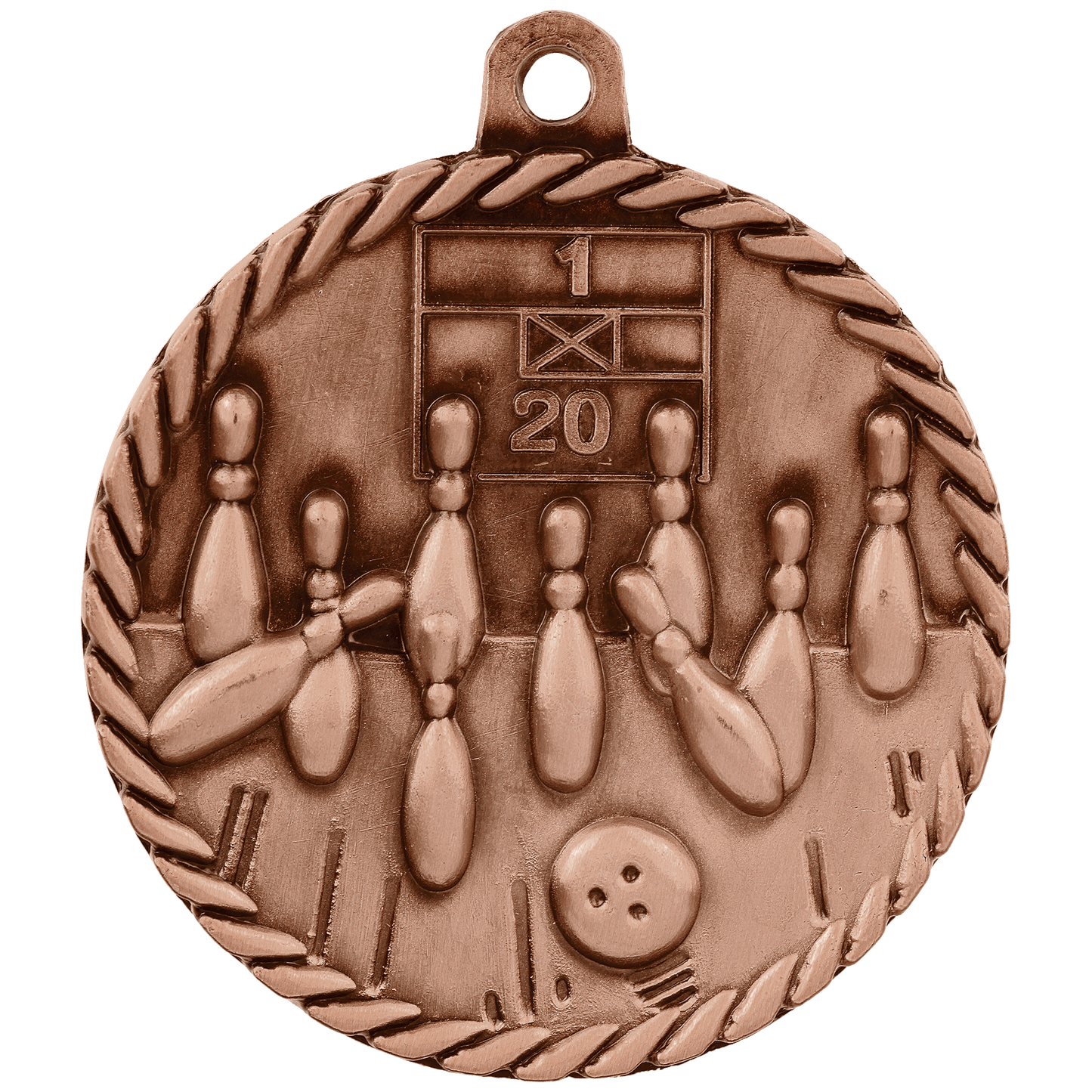 Antique Bronze 2" Bowling High Relief Medal