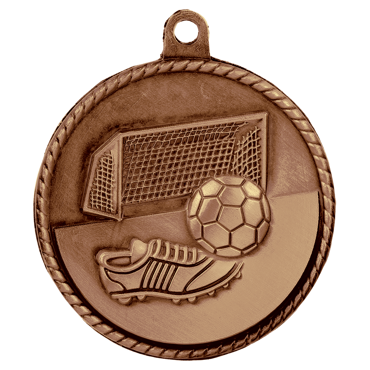 Antique Bronze 2" Soccer High Relief Medal
