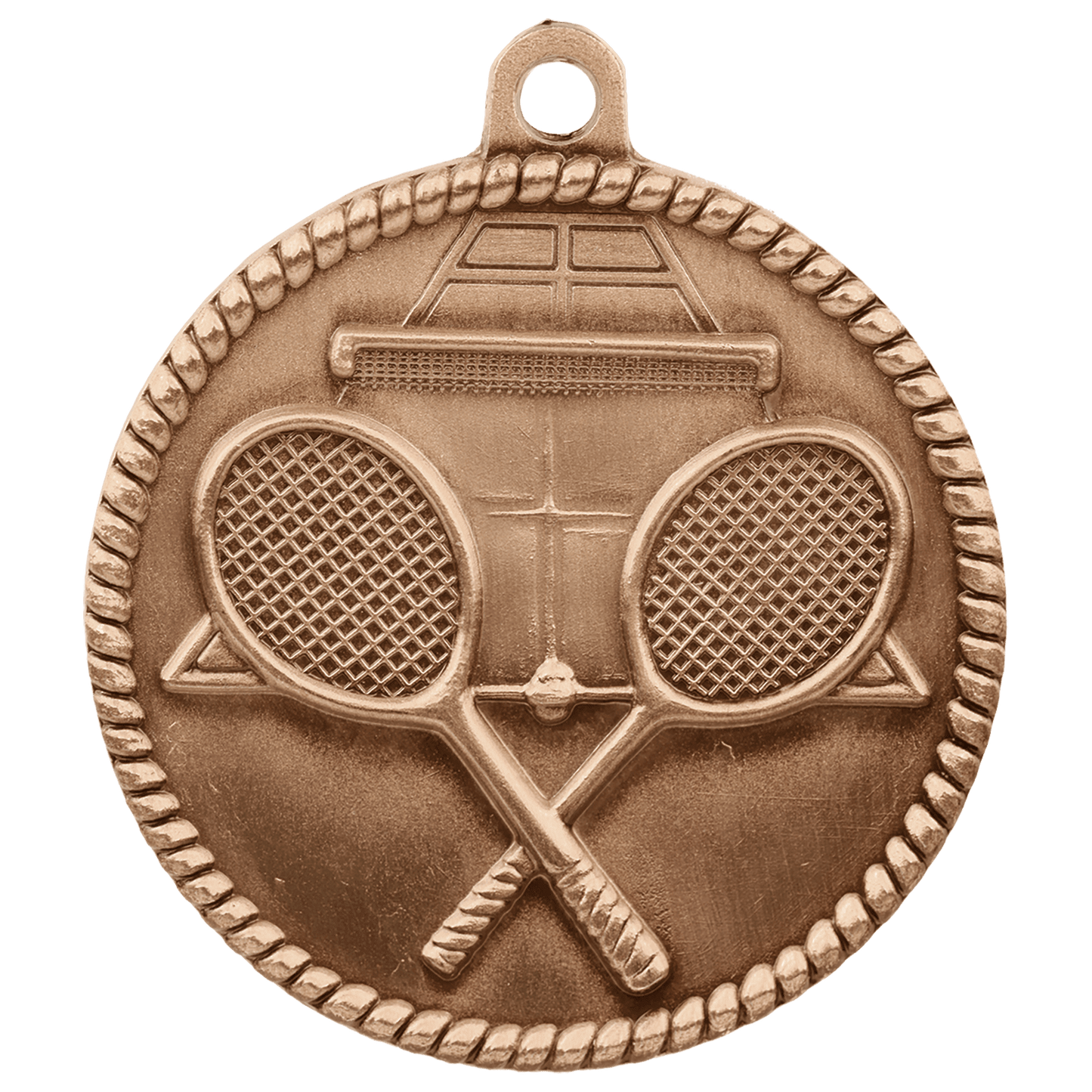 Antique Bronze 2" Tennis High Relief Medal