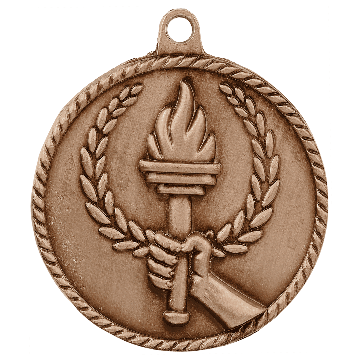 Antique Bronze 2" Torch High Relief Medal