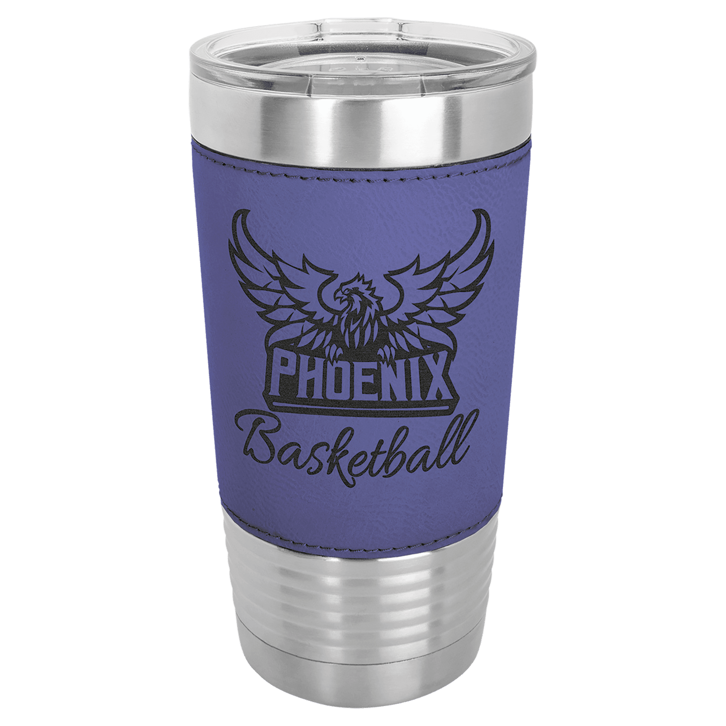 Purple/Black Polar Camel 20 oz. Leatherette Tumbler with Slider Lid