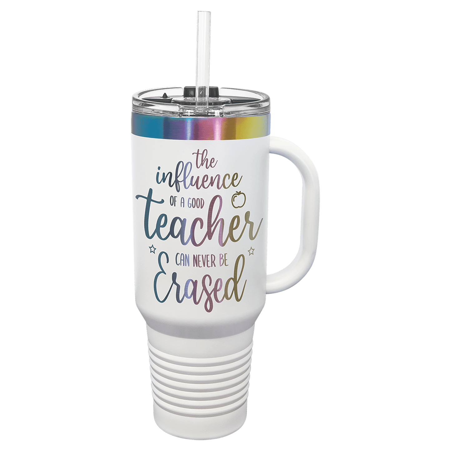 White Polar Camel 40 oz./Prism Travel Mug with Handle & Straw
