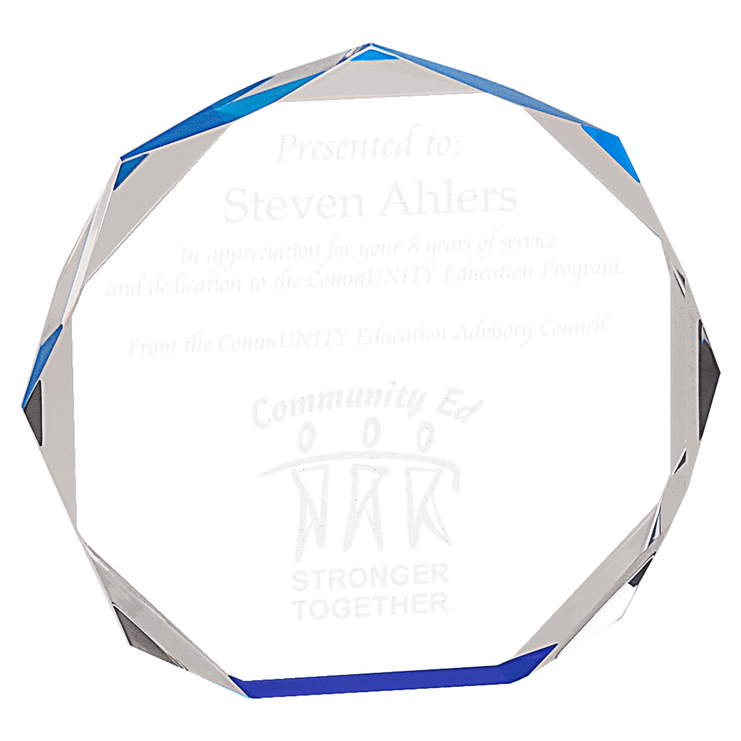 7" Blue Octagon Acrylic Award