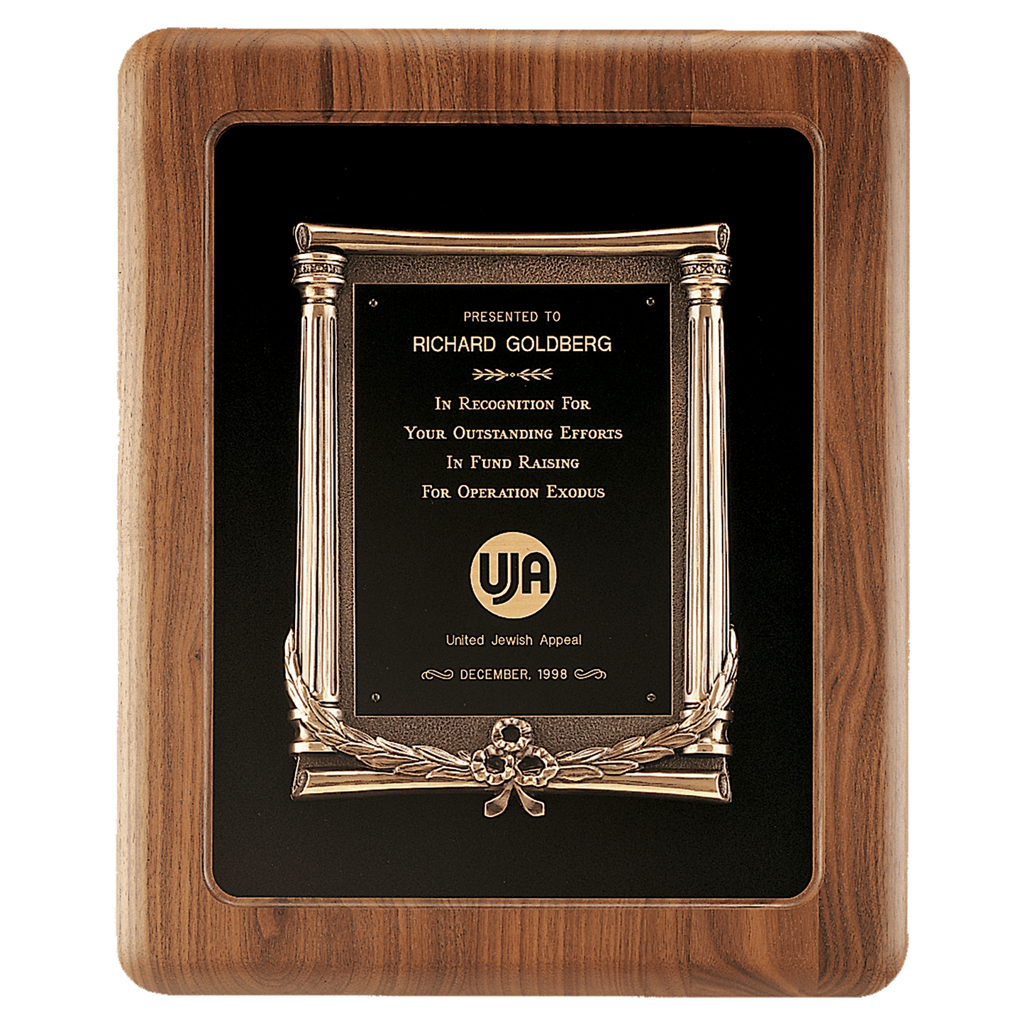 Walnut Frame w/Black Back/Antique Bronze Cast Frame/Black Brass 14" x 17" American Plate