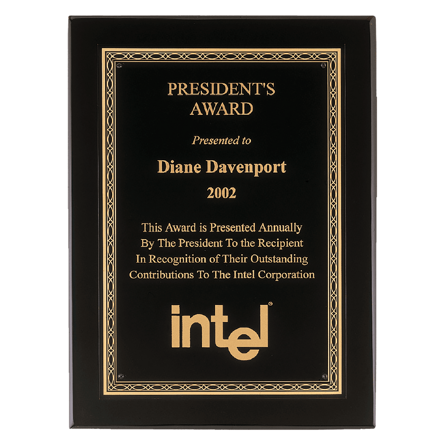 Black Piano Finish Plaque with Gold Florentine Border Laserable Black Brass 11" x 14" Airflyte Premium Plate