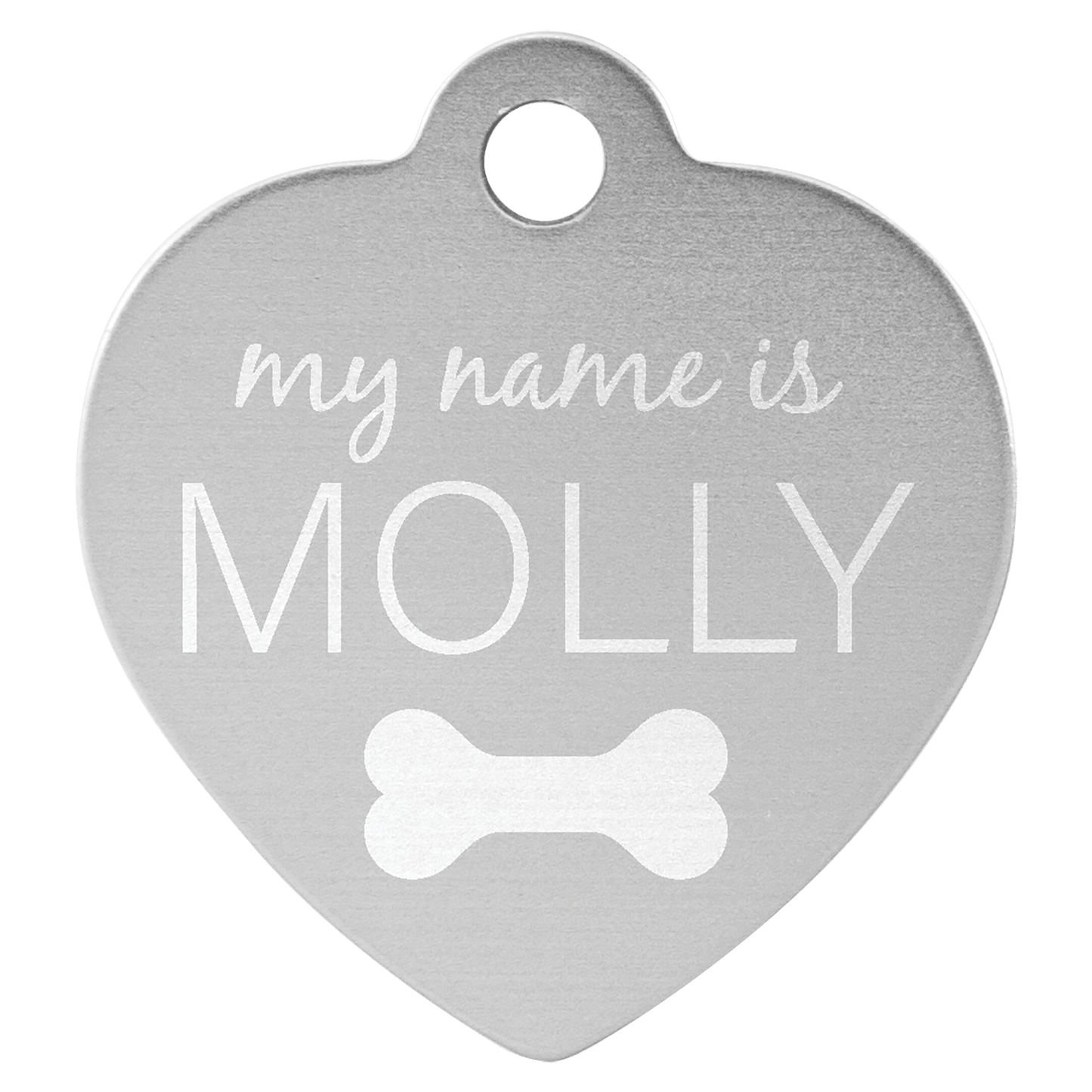 Silver 1 1/4" x 1 1/4" Laserable Anodized Aluminum Heart Pet Tag