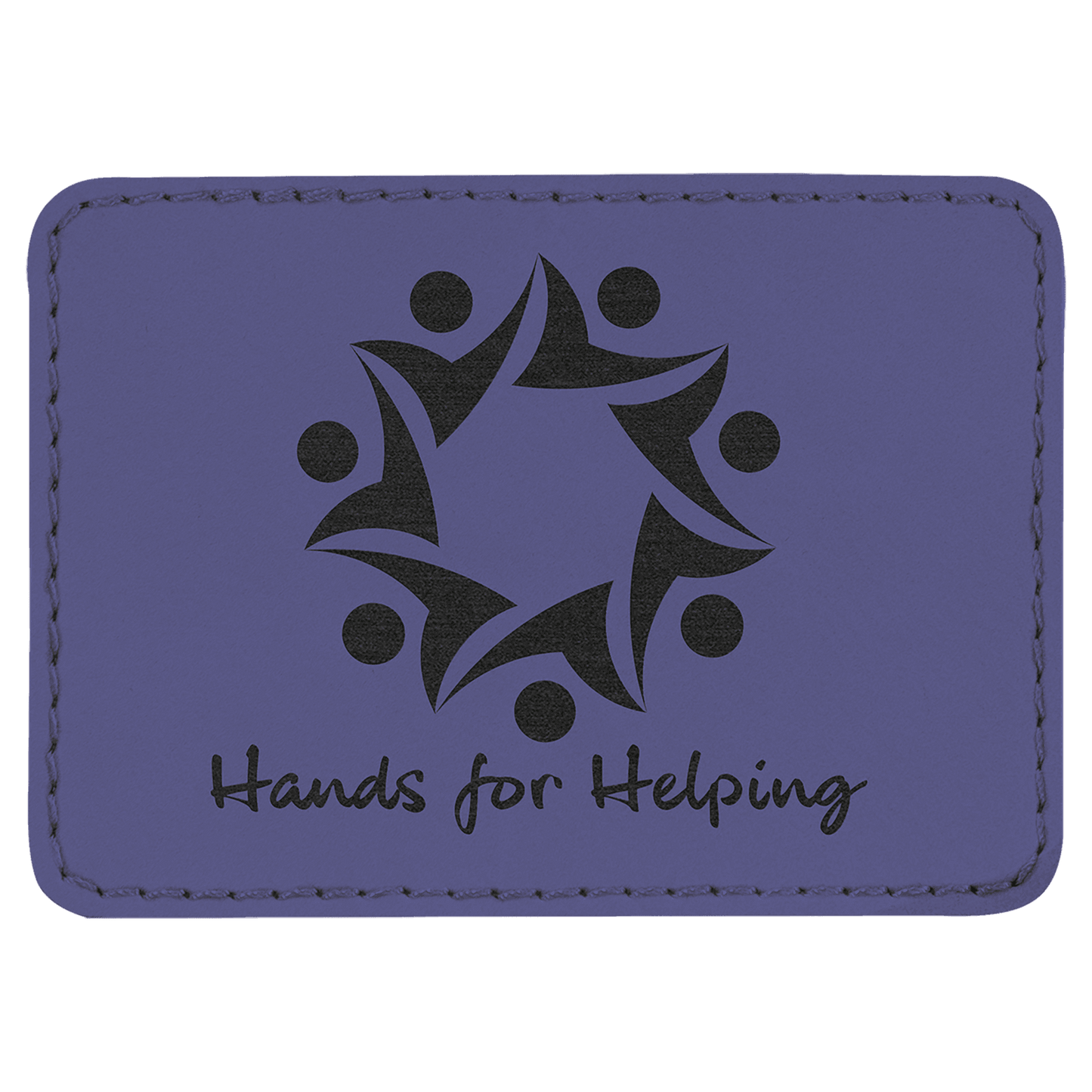 Purple 3 1/2" x 2 1/2" Rectangle Laserable Leatherette Patch with Adhesive
