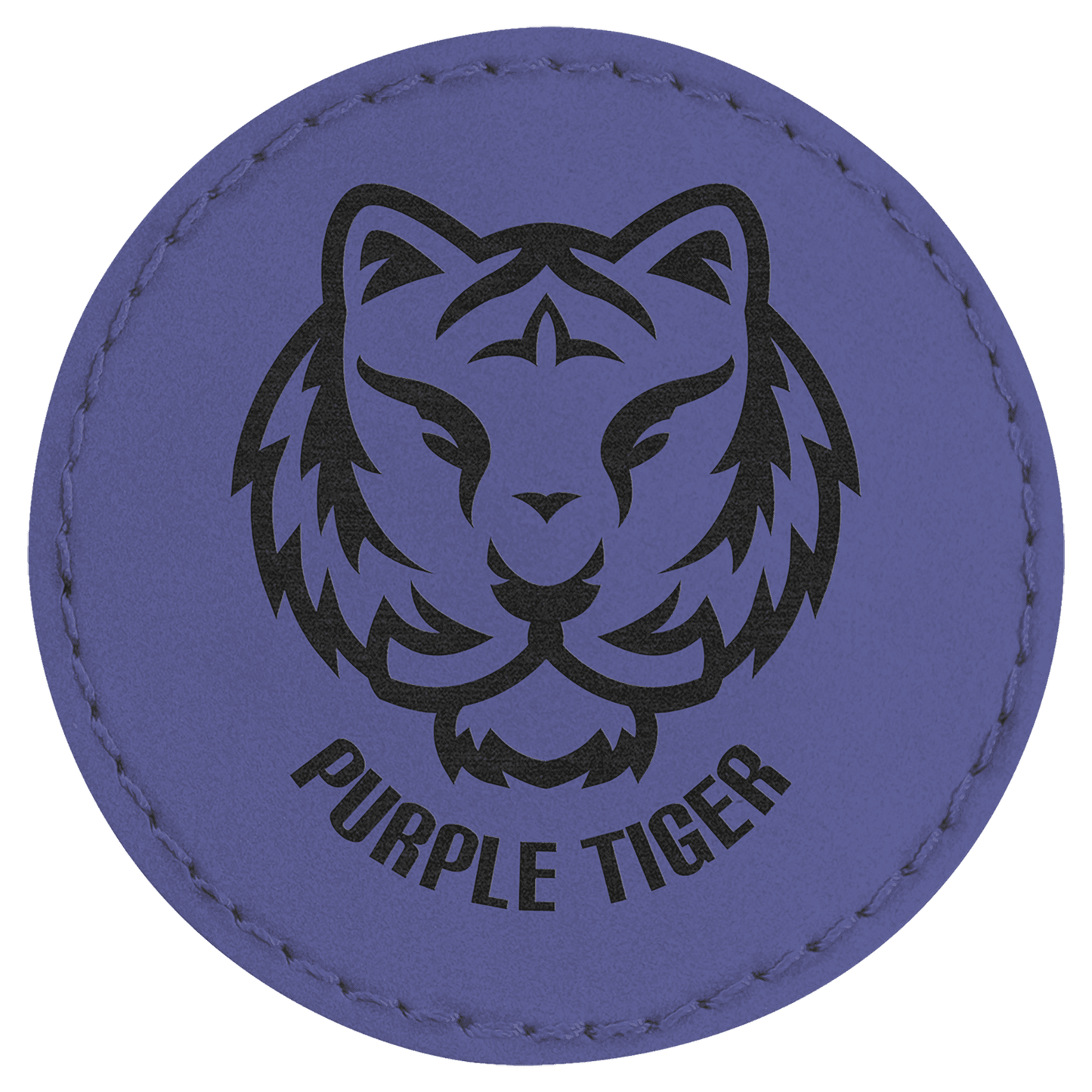 Purple 2 1/2" Round Laserable Leatherette Patch with Adhesive