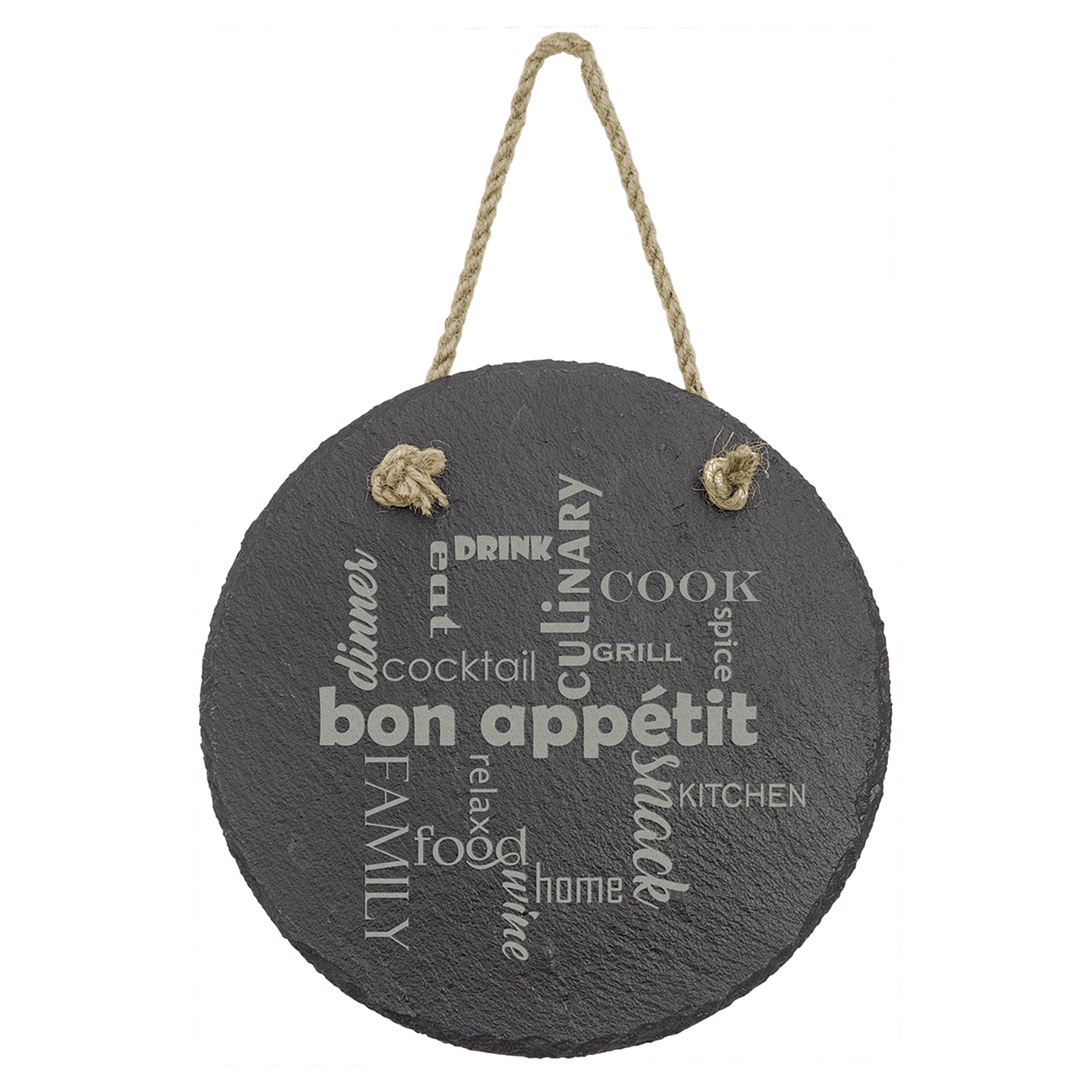 7" Round Slate Decor with Hanger String