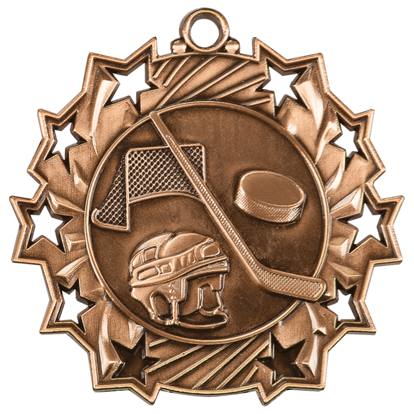 Antique Bronze 2 1/4" Hockey Ten Star Medal