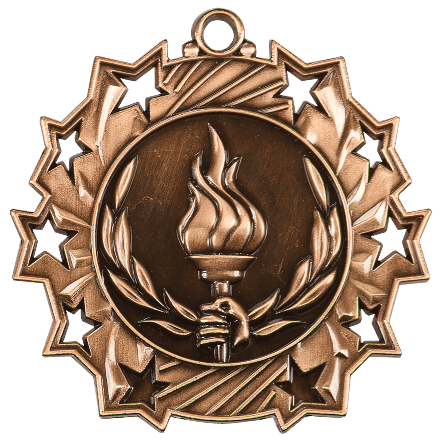 Antique Bronze 2 1/4" Victory Ten Star Medal
