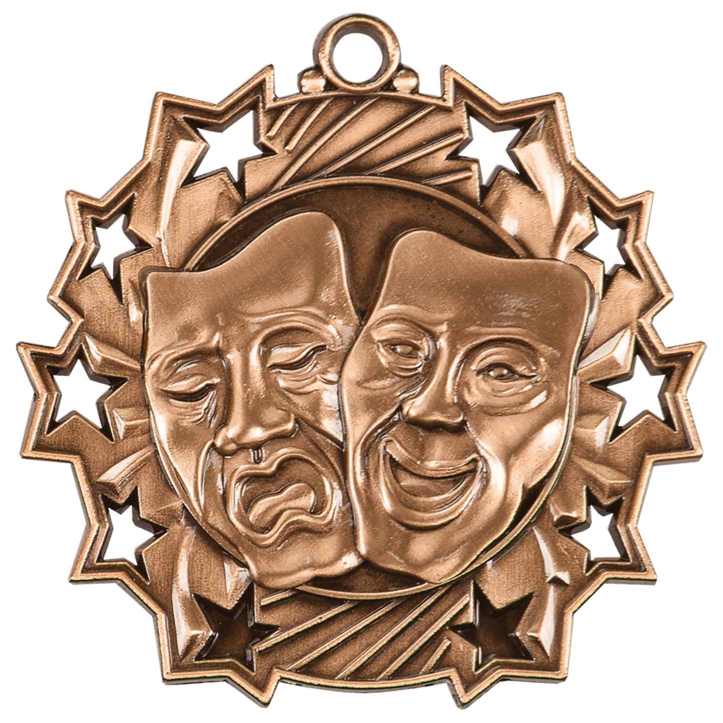Antique Bronze 2 1/4" Drama Ten Star Medal