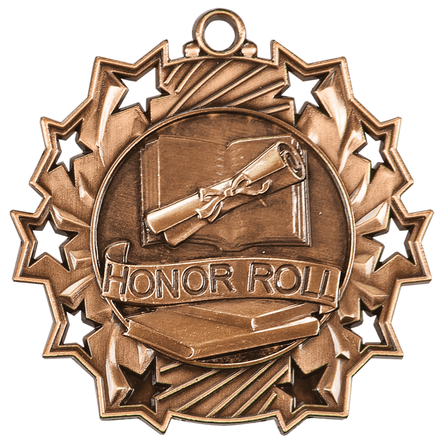 Antique Bronze 2 1/4" Honor Roll Ten Star Medal