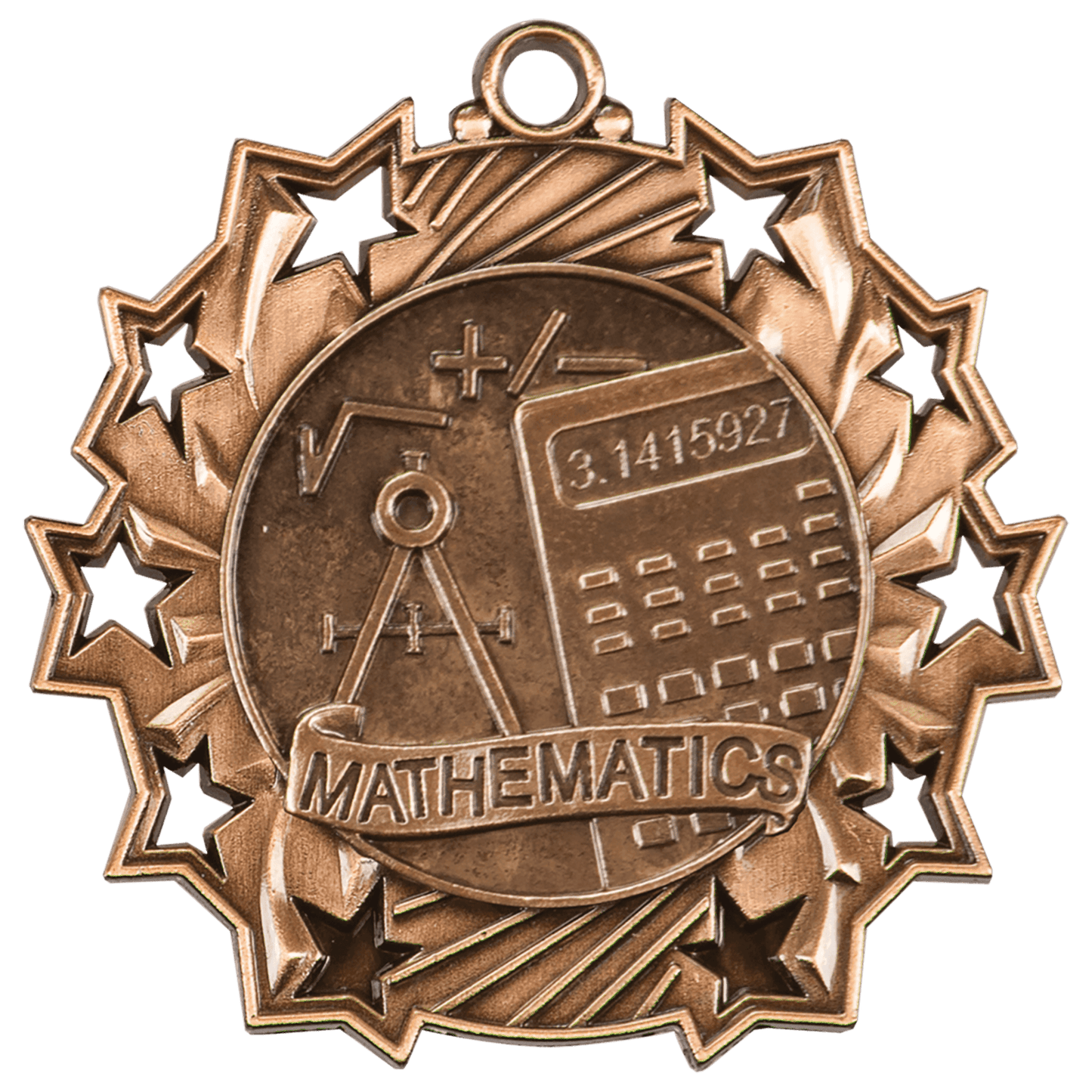 Antique Bronze 2 1/4" Math Ten Star Medal