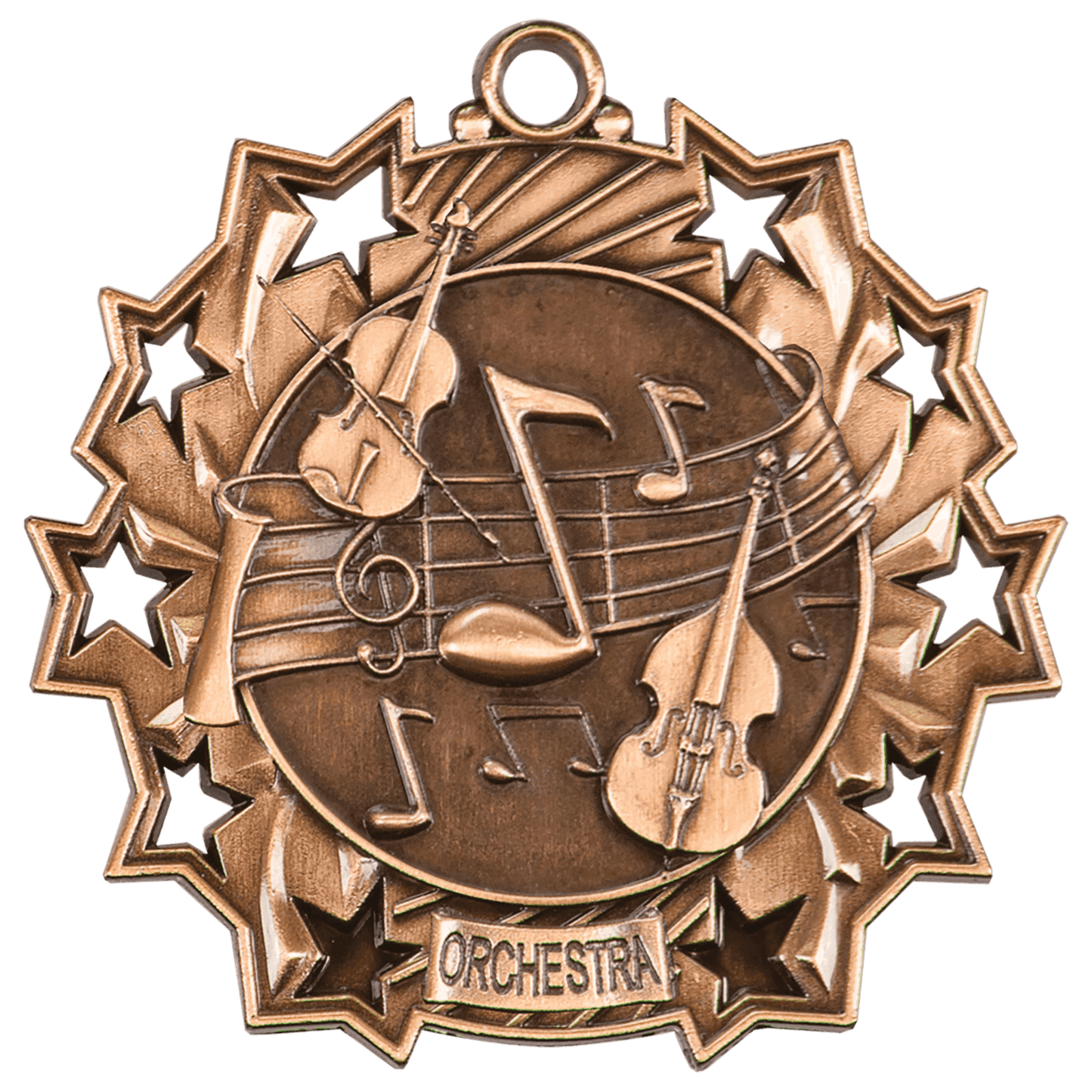 Antique Bronze 2 1/4" Orchestra Ten Star Medal