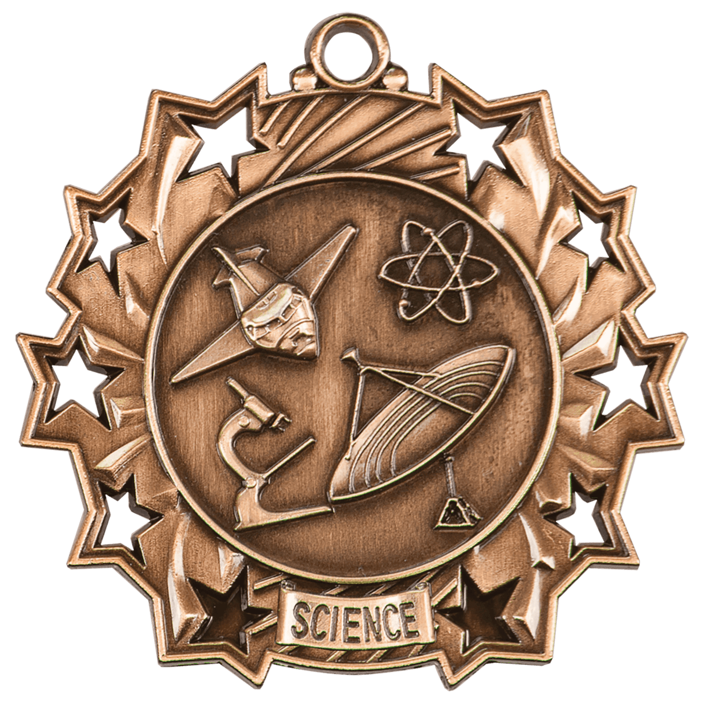 Antique Bronze 2 1/4" Science Ten Star Medal