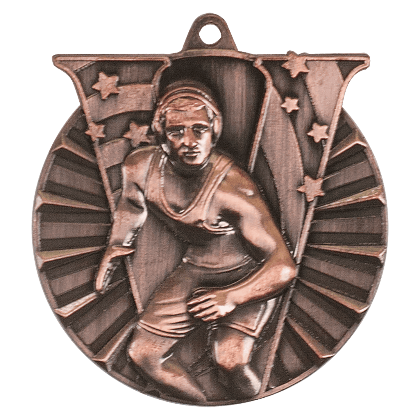 Antique Bronze 2" Wrestling Victory Medal