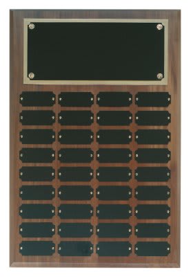 36 Plate Genuine Walnut Completed Perpetual Plaque