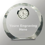 Clear Crystal Round with Clock - 4 1/2"