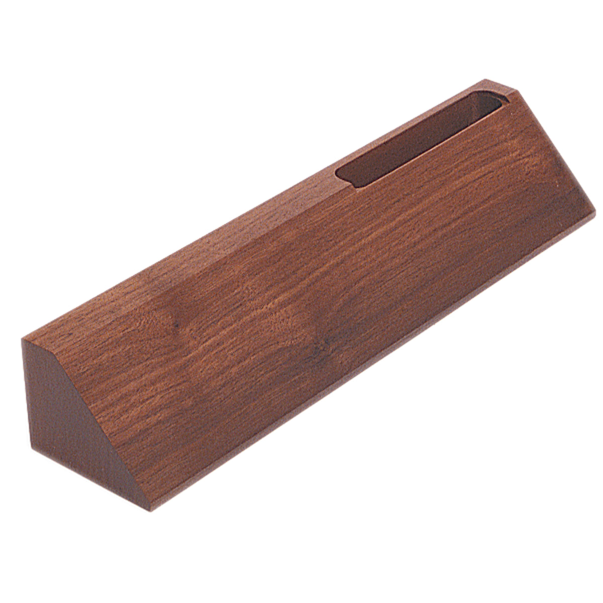 Genuine Walnut Desk Wedge with Business Card Holder- 10"