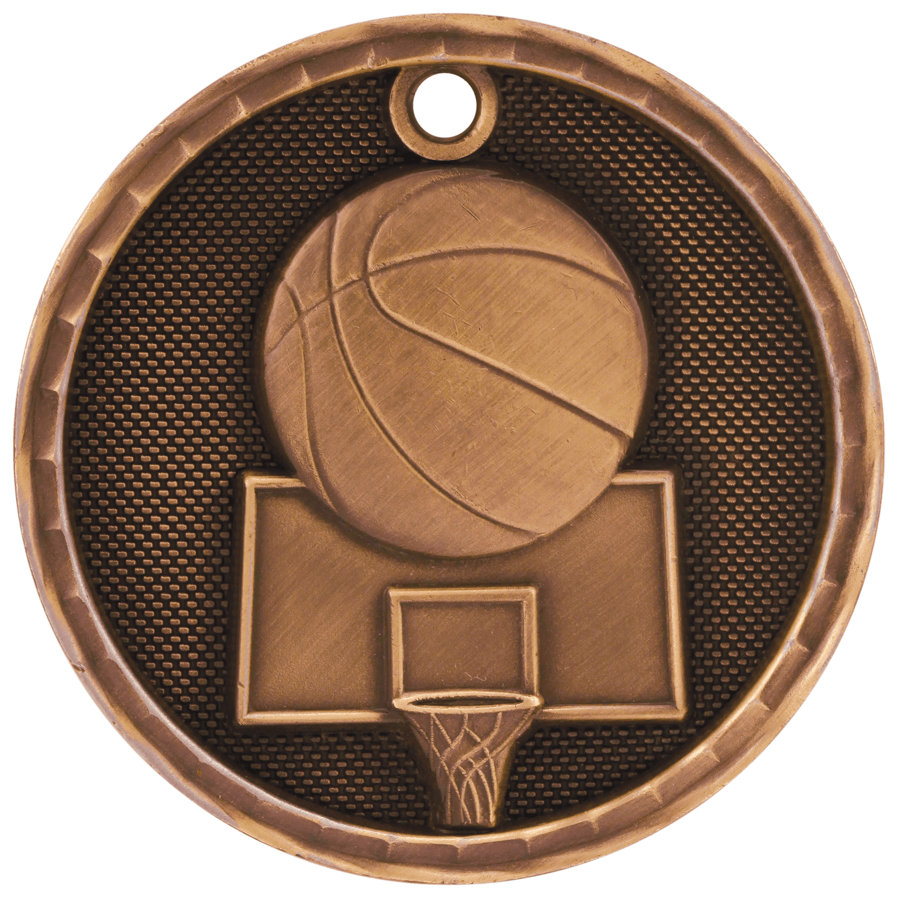 Antique Bronze 2" 3D Basketball Medal