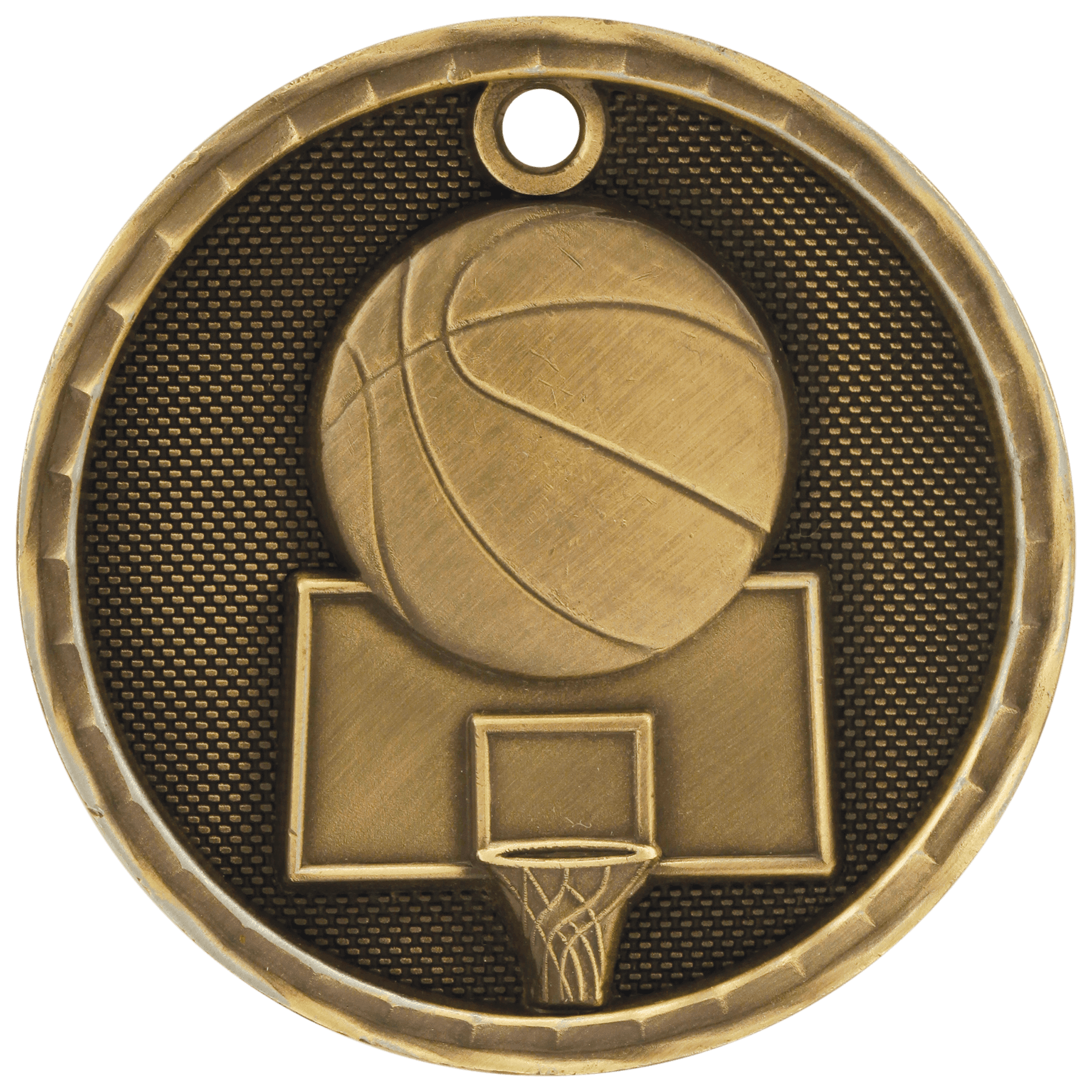 Antique Gold 2" 3D Basketball Medal