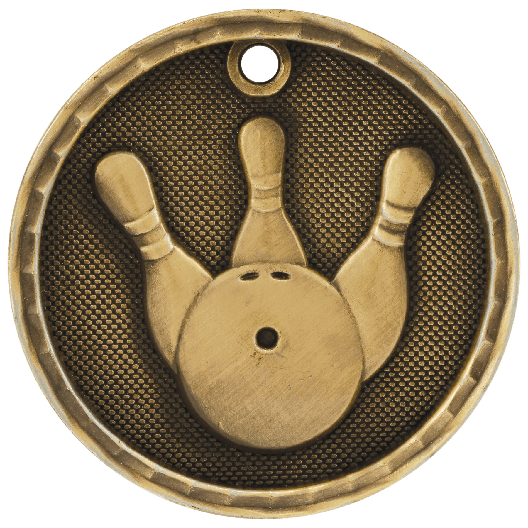 Antique Gold 2" 3D Bowling Medal
