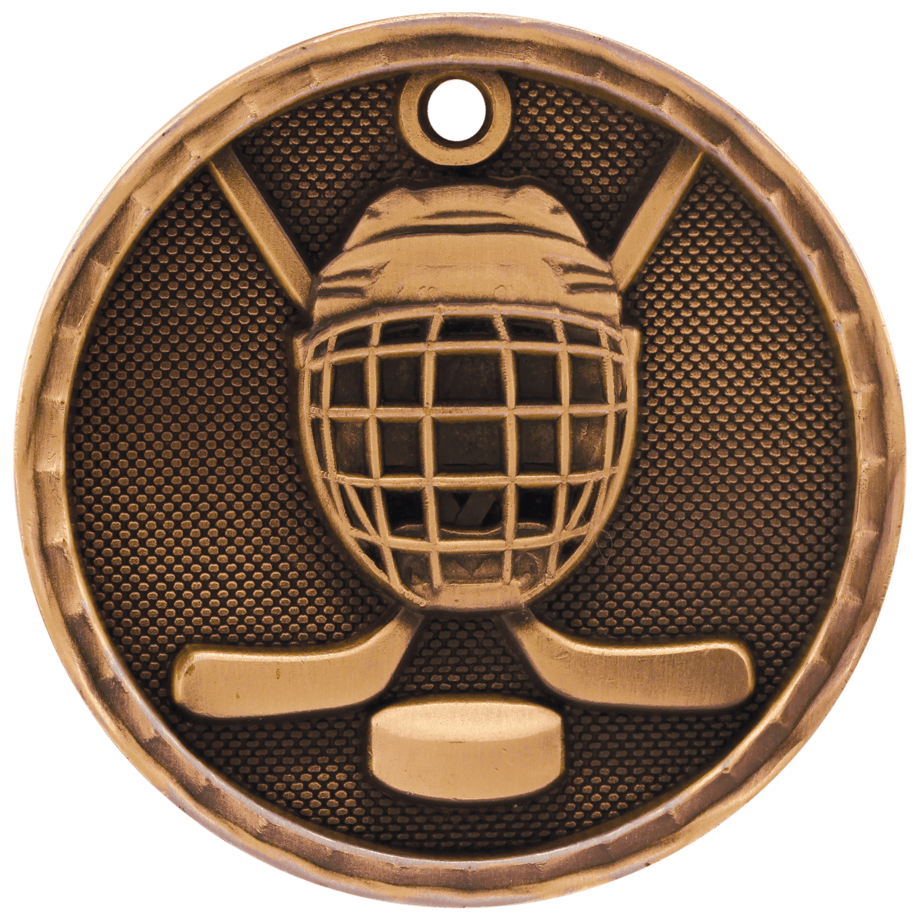 Antique Bronze 2" 3D Hockey Medal