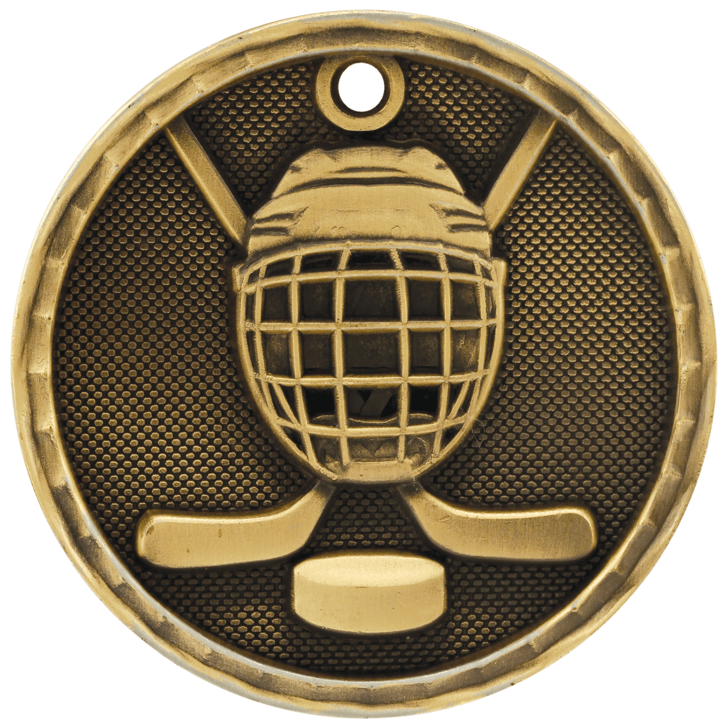 Antique Gold 2" 3D Hockey Medal