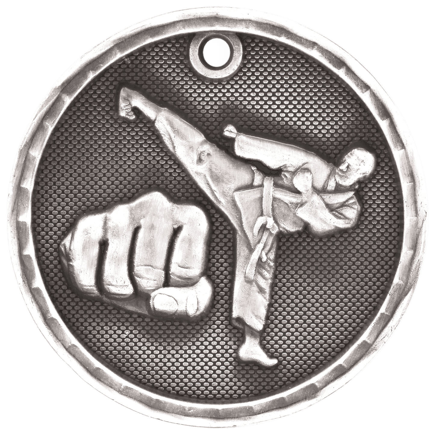 Antique Silver 2" 3D Martial Arts Medal