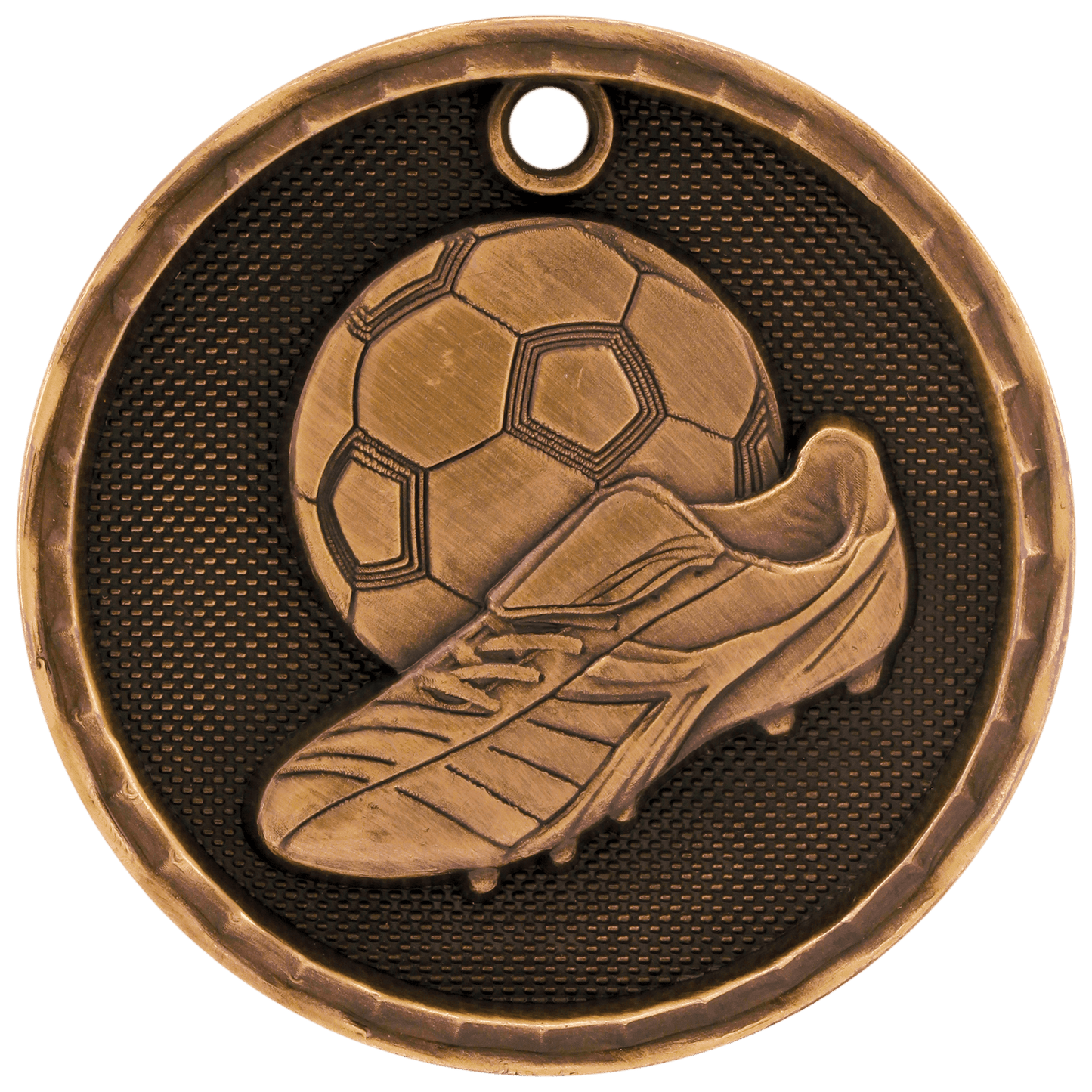 Antique Bronze 2" 3D Soccer Medal